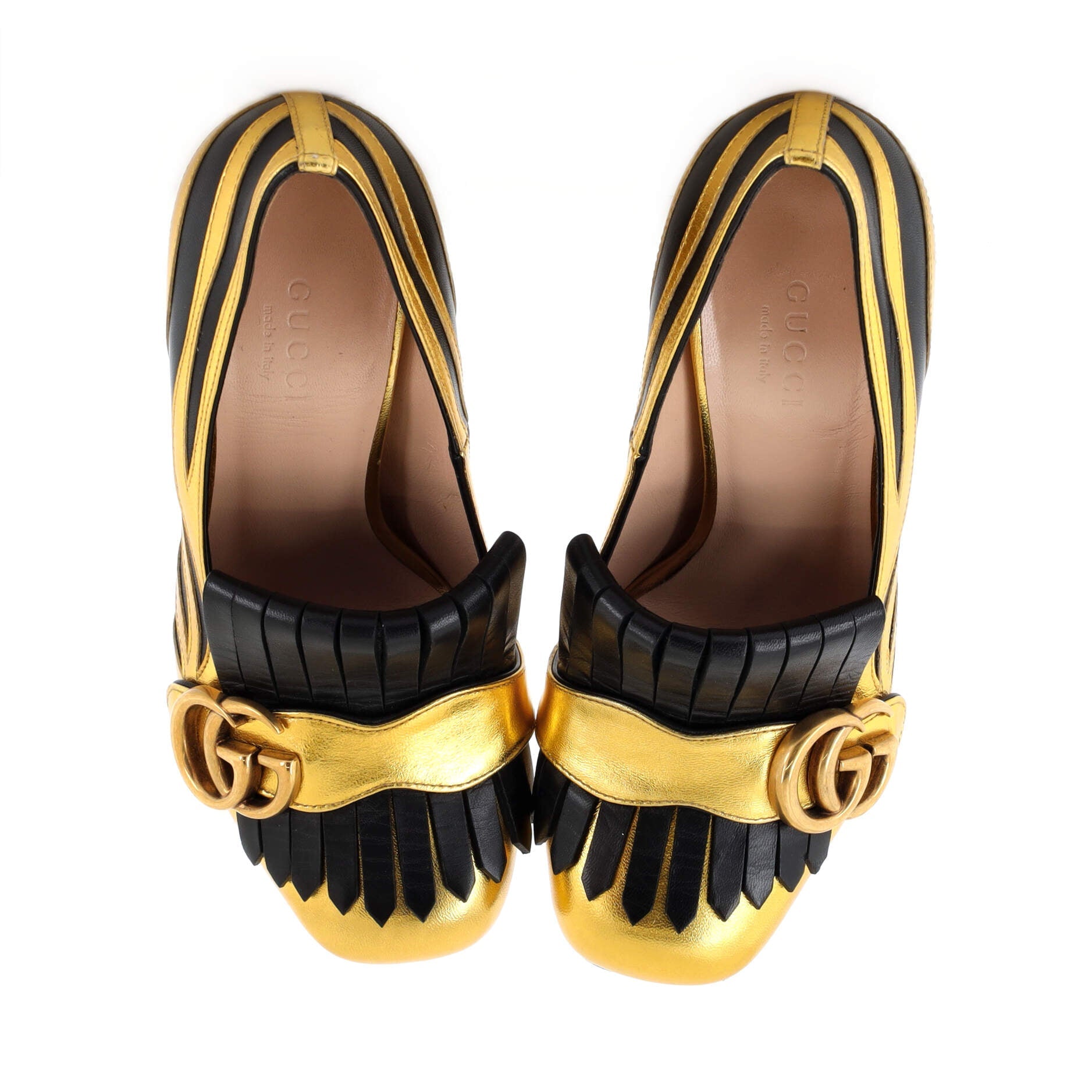 Women's GG Marmont Zebra Fringed Pump Leather