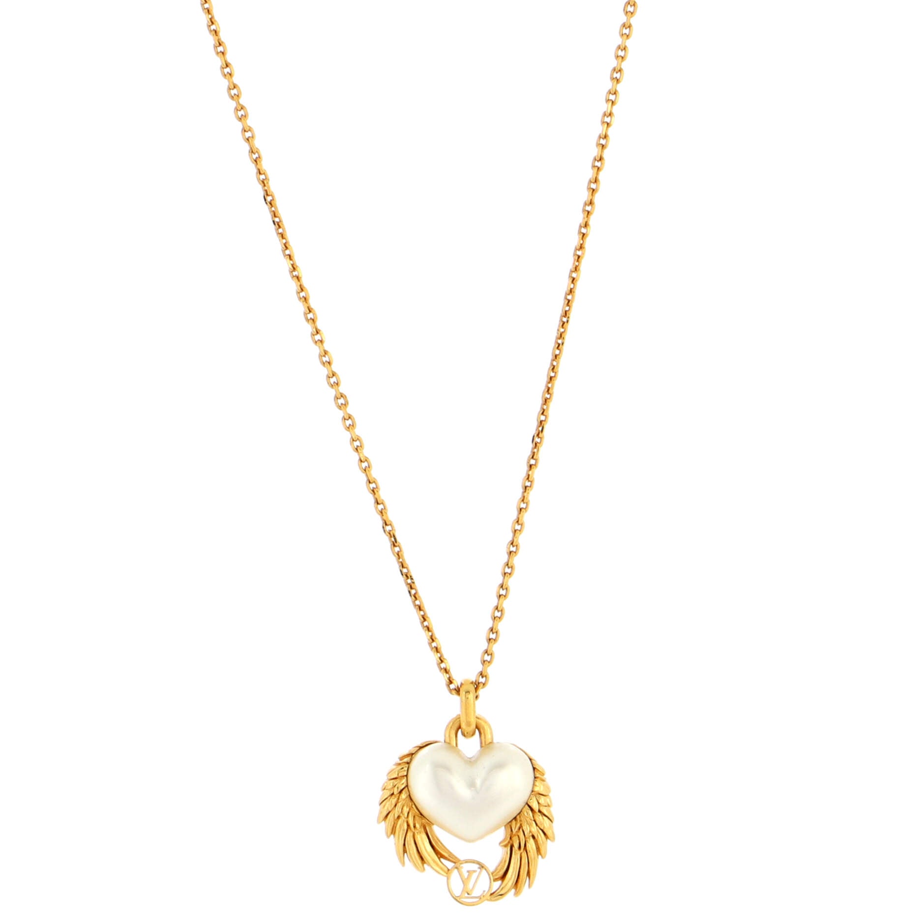 Collier Angel Love Necklace Metal with Faux Pearl