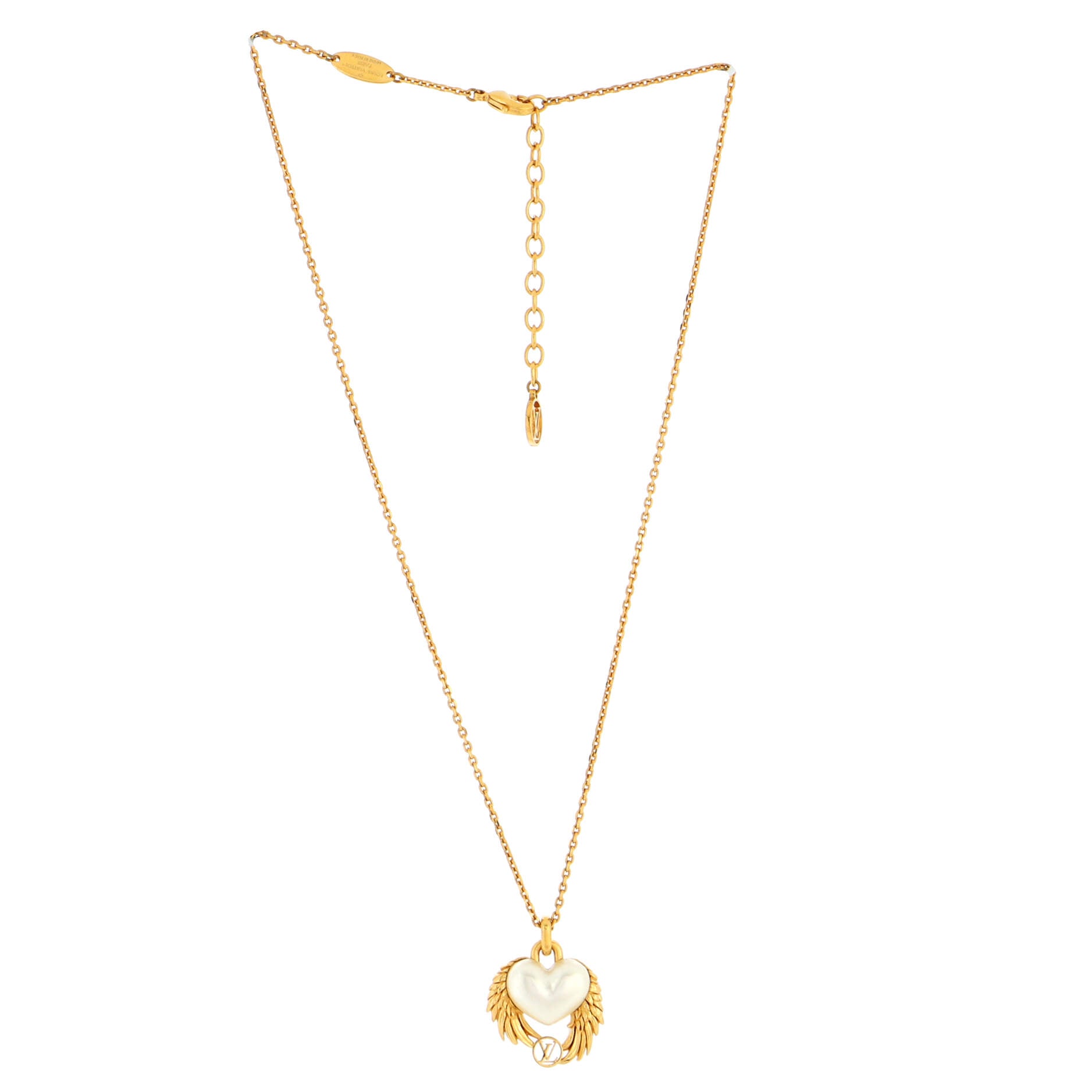 Collier Angel Love Necklace Metal with Faux Pearl