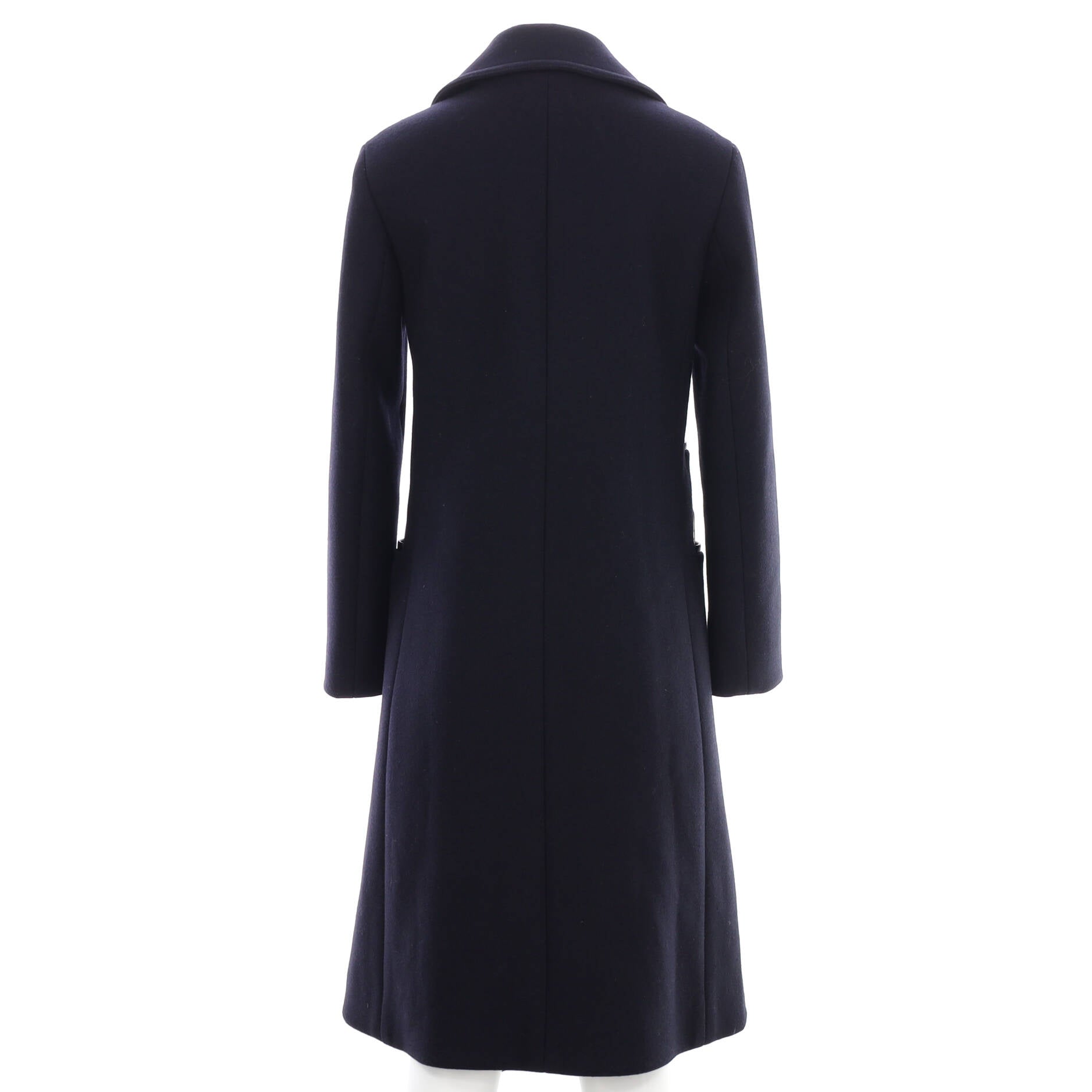 Women's Double Breasted Coat Wool Blend with Leather