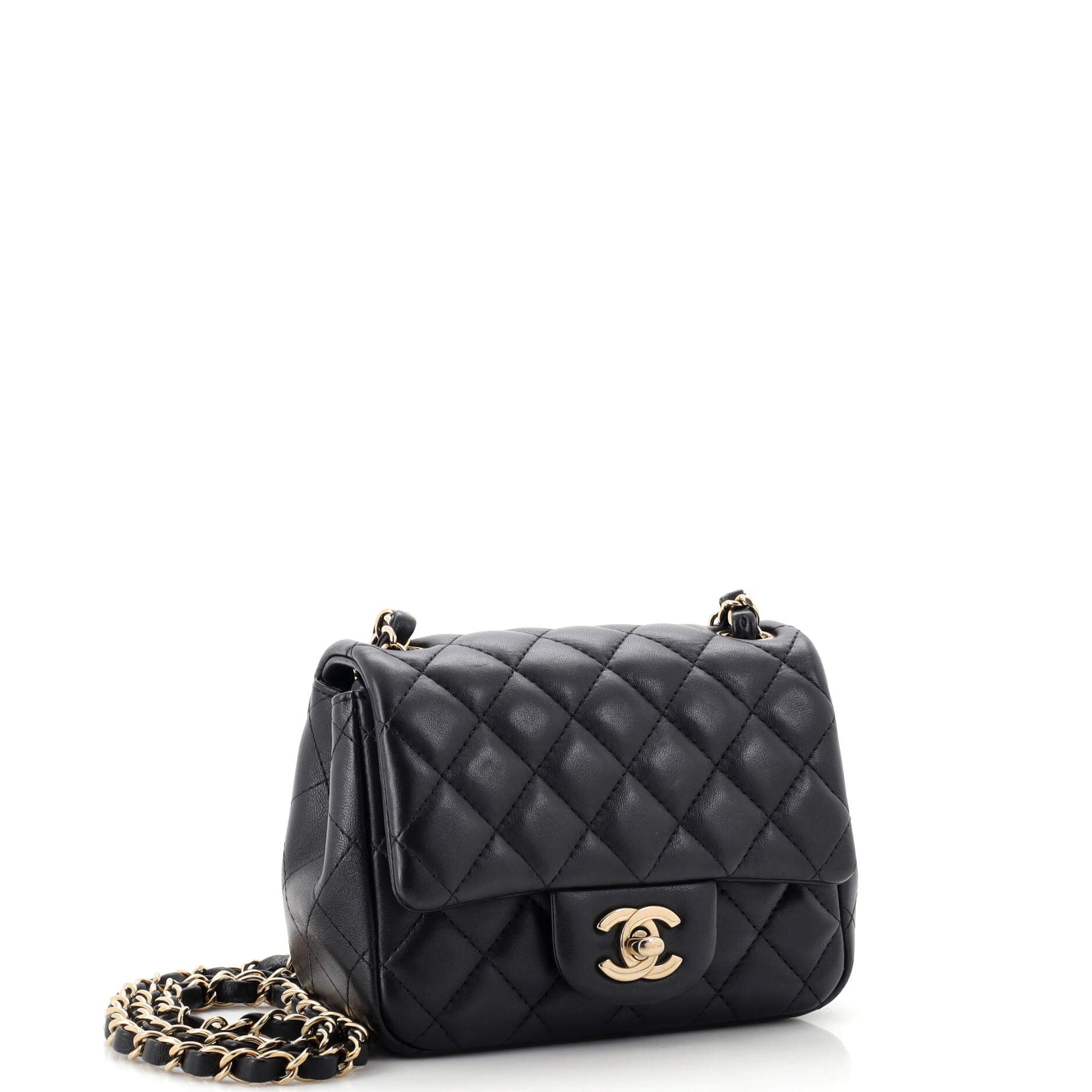 Square Classic Single Flap Bag Quilted Lambskin Mini