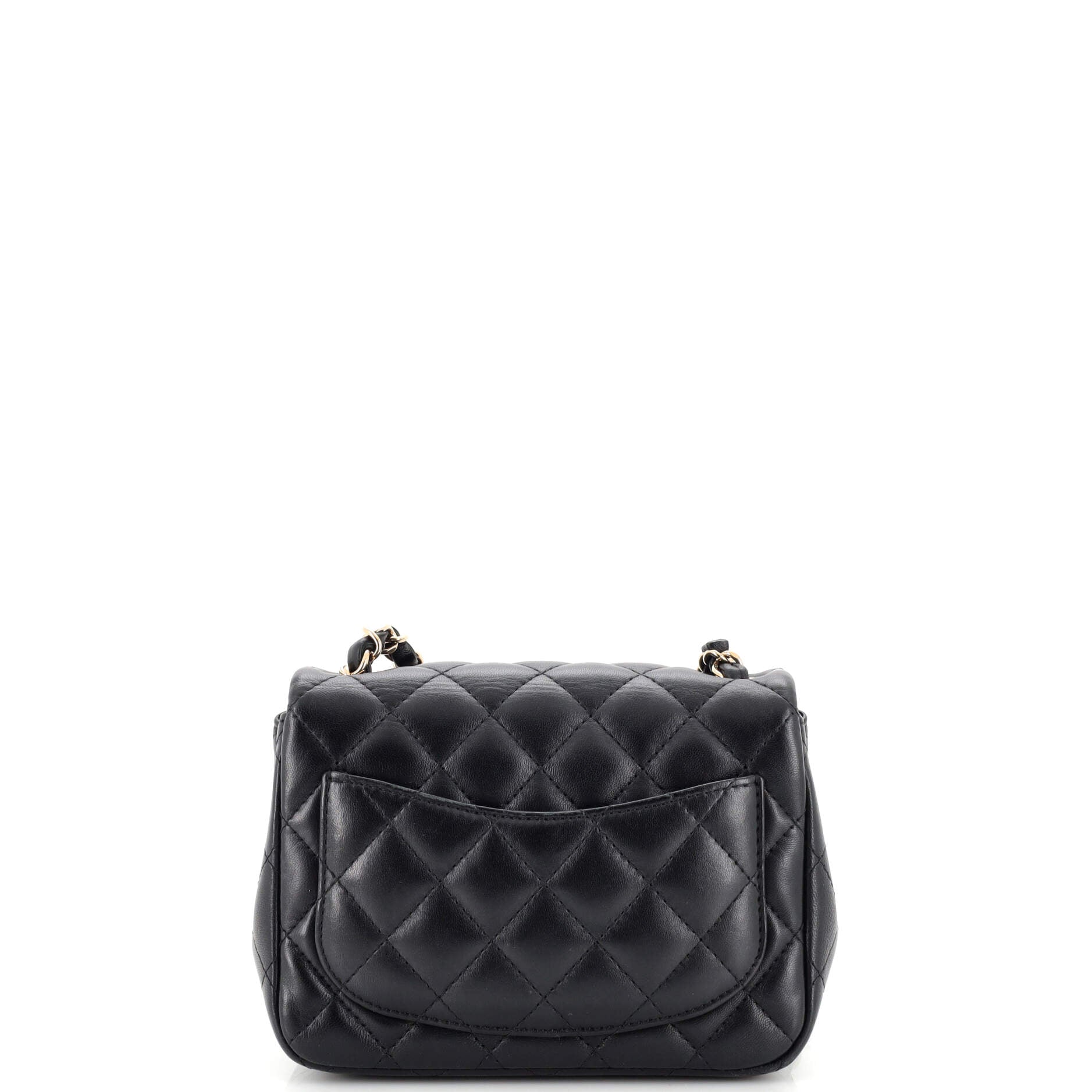 Square Classic Single Flap Bag Quilted Lambskin Mini