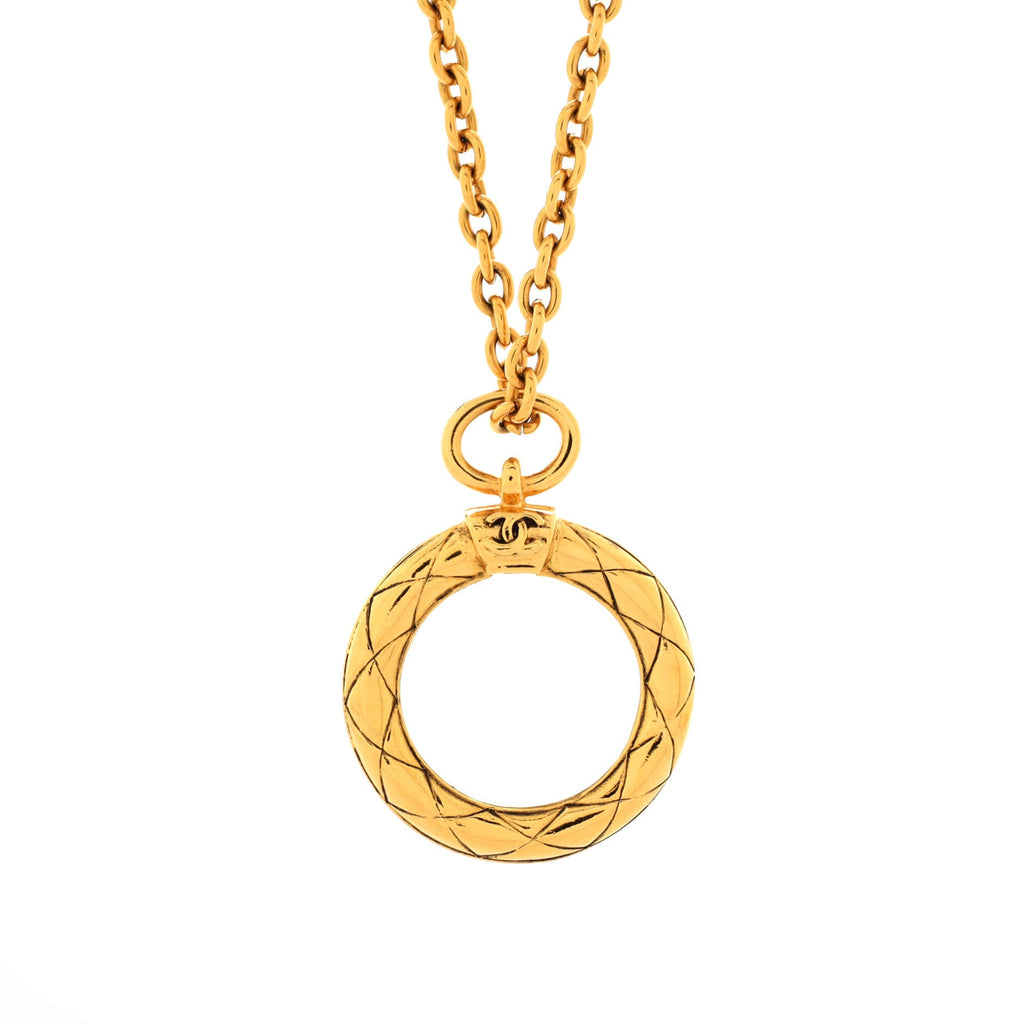Vintage Magnifying Glass Pendant Necklace Metal