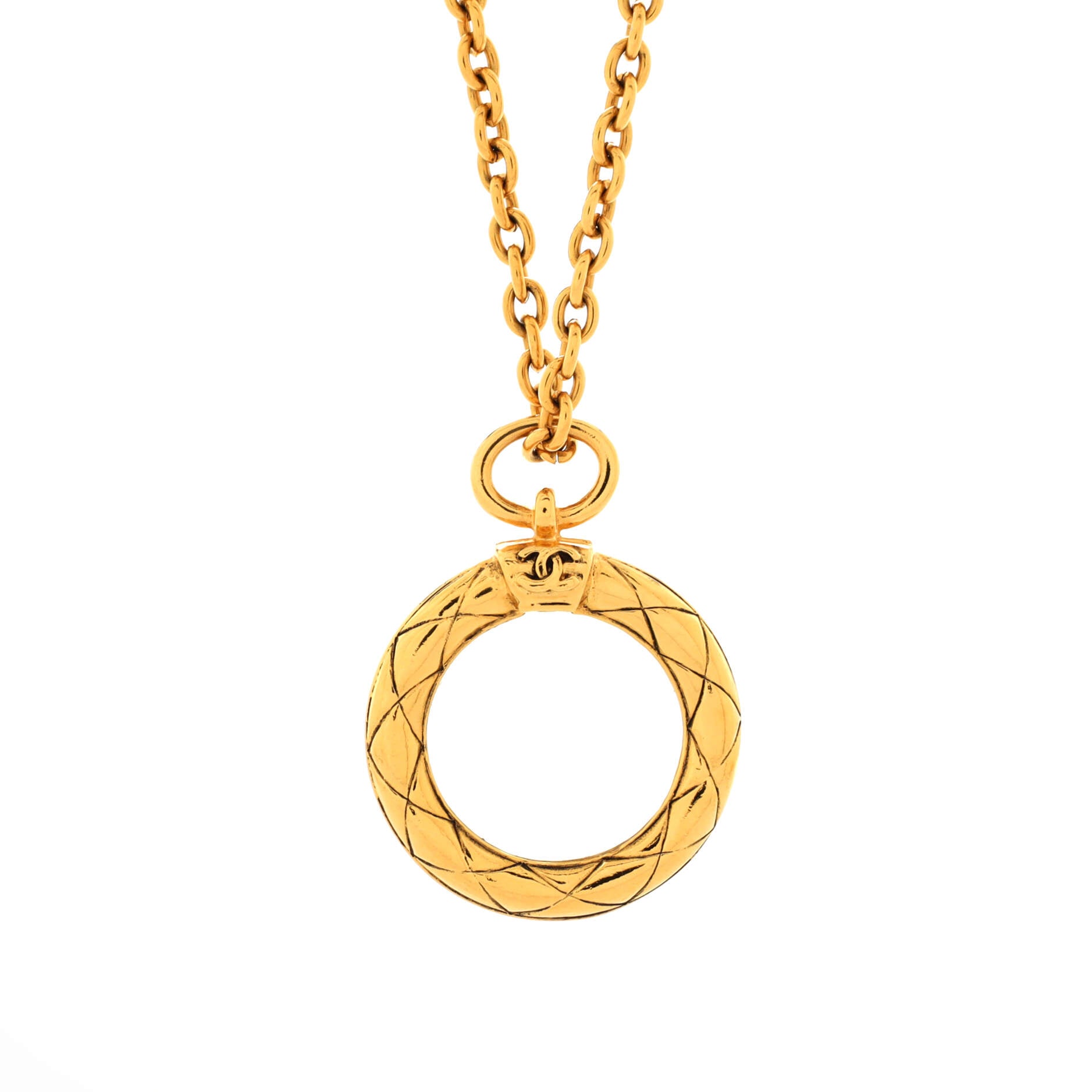 Vintage Magnifying Glass Pendant Necklace Metal
