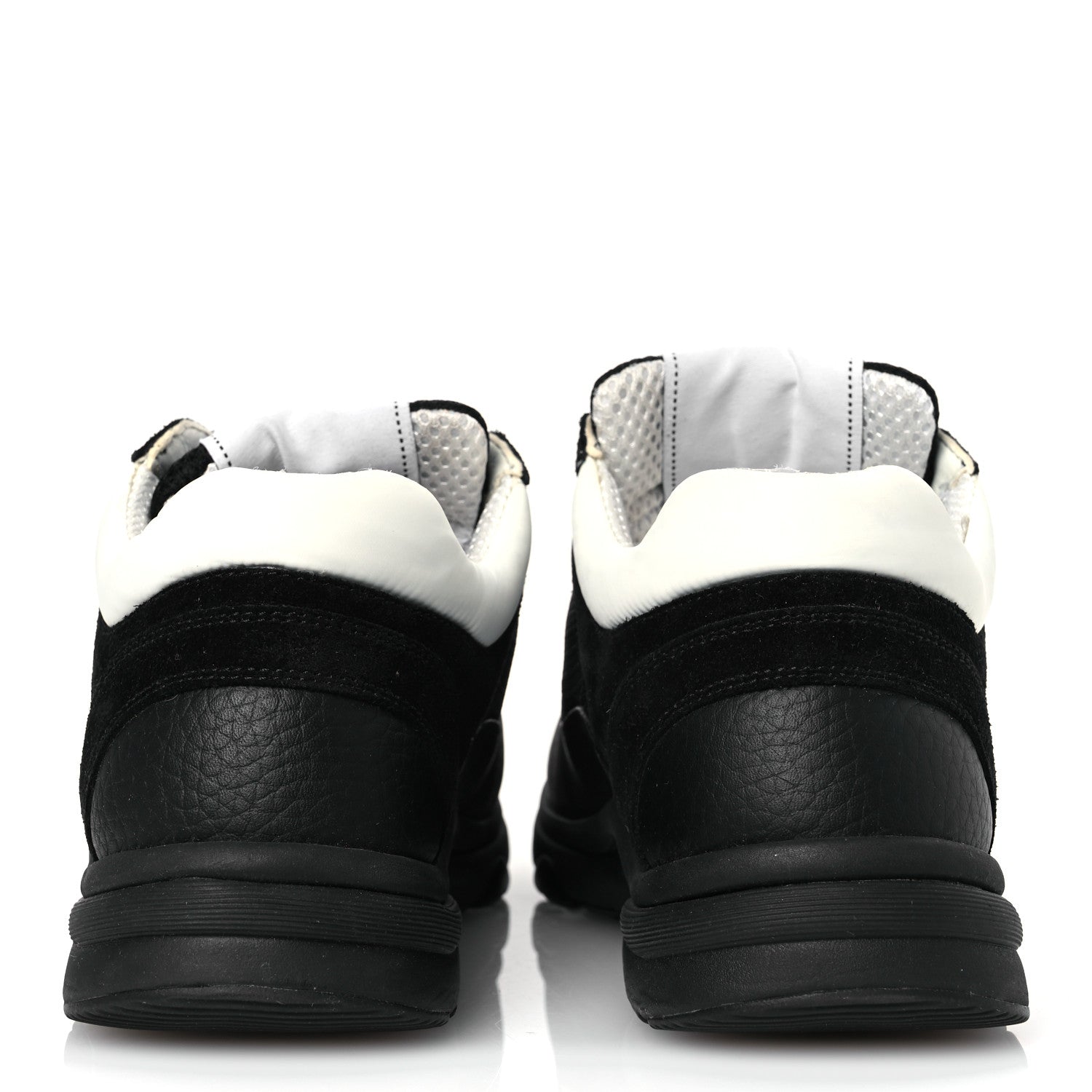 Mesh Suede Grained Calfskin Womens CC Sneakers 37 Black White