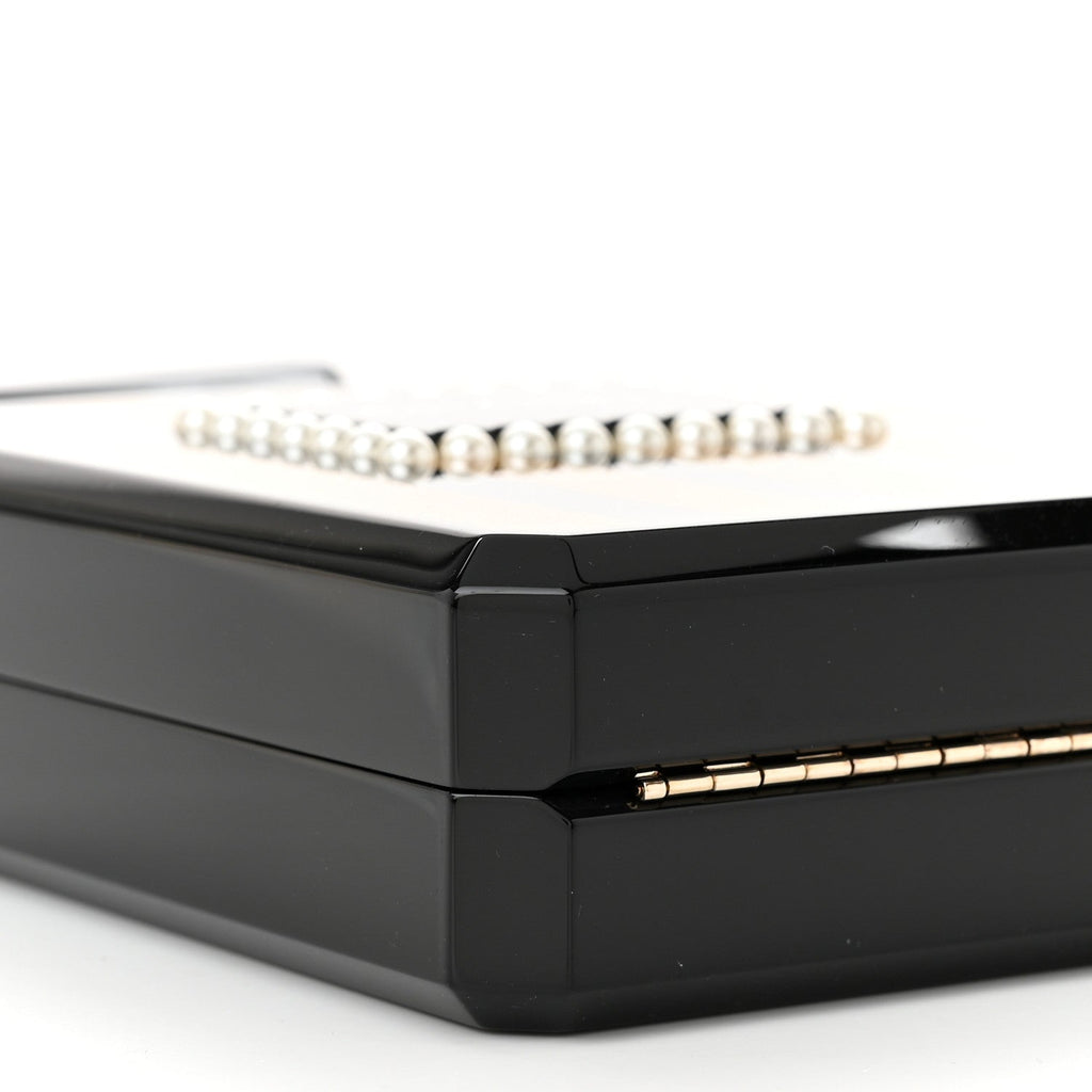 Plexiglass Perfume Bottle Clutch Black Gold