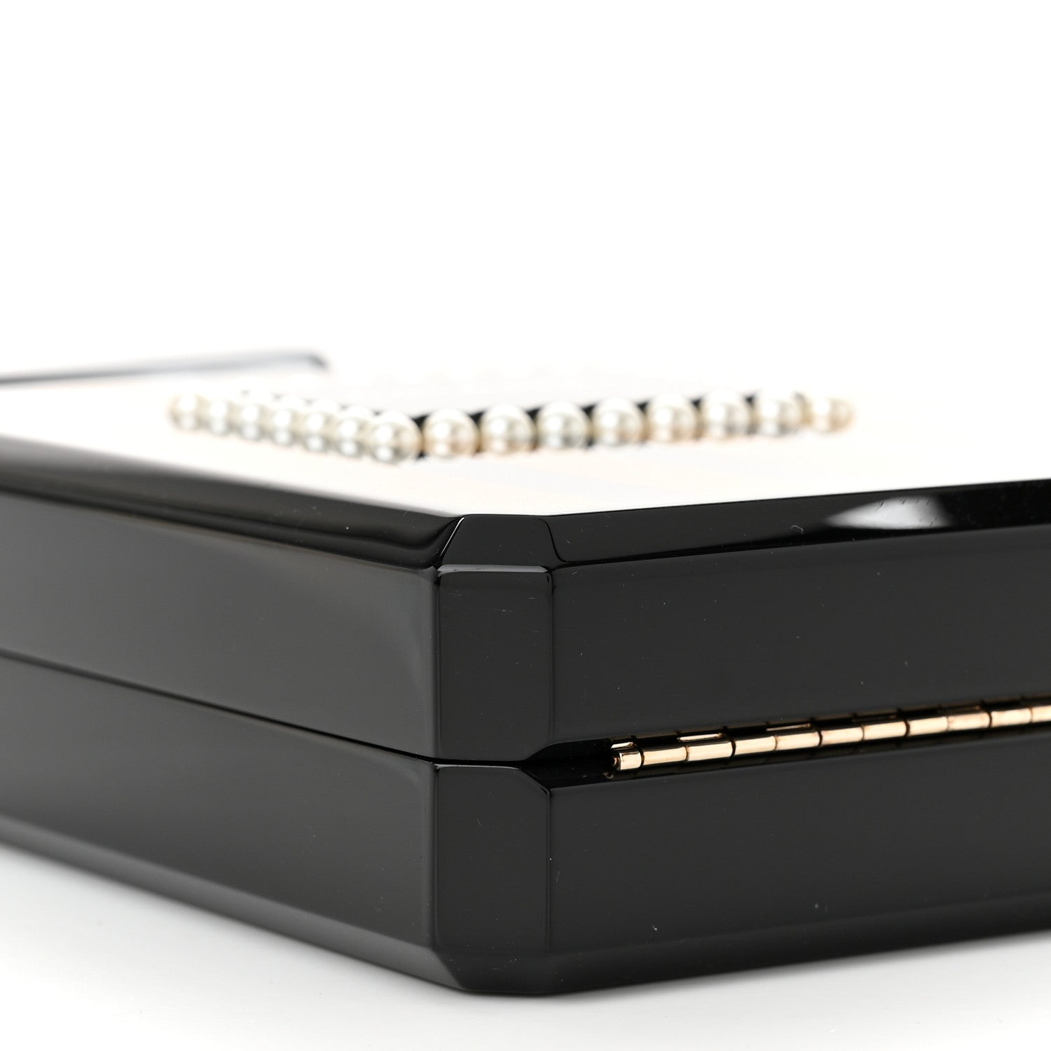 Plexiglass Perfume Bottle Clutch Black Gold