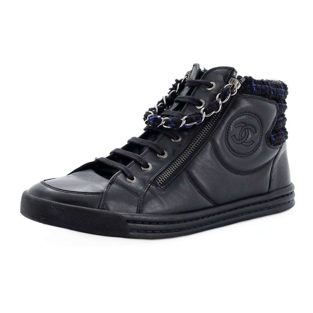 Women's CC Chain Link Sneakers Leather with Tweed