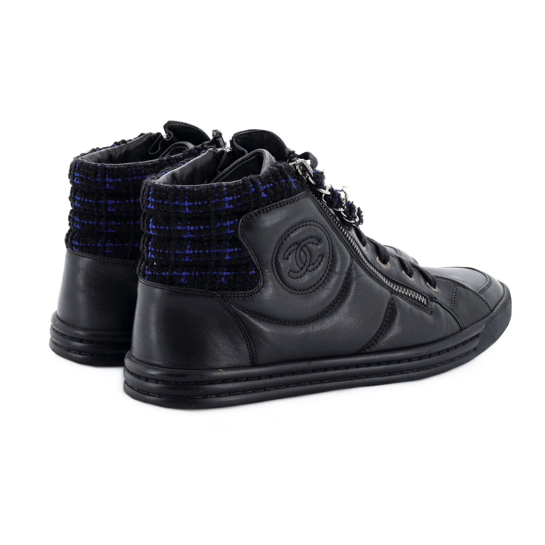 Women's CC Chain Link Sneakers Leather with Tweed