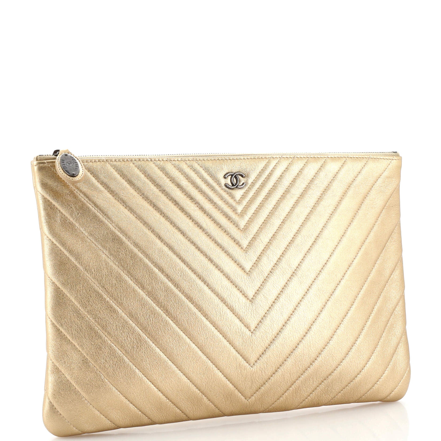 O Case Clutch Chevron Calfskin Large