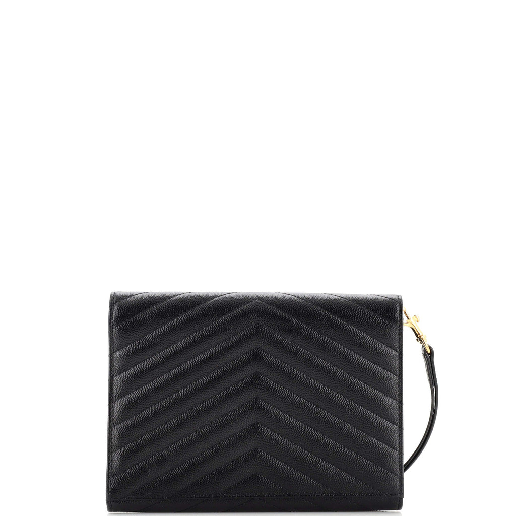 Classic Monogram Envelope Wristlet Clutch Matelasse Chevron Leather