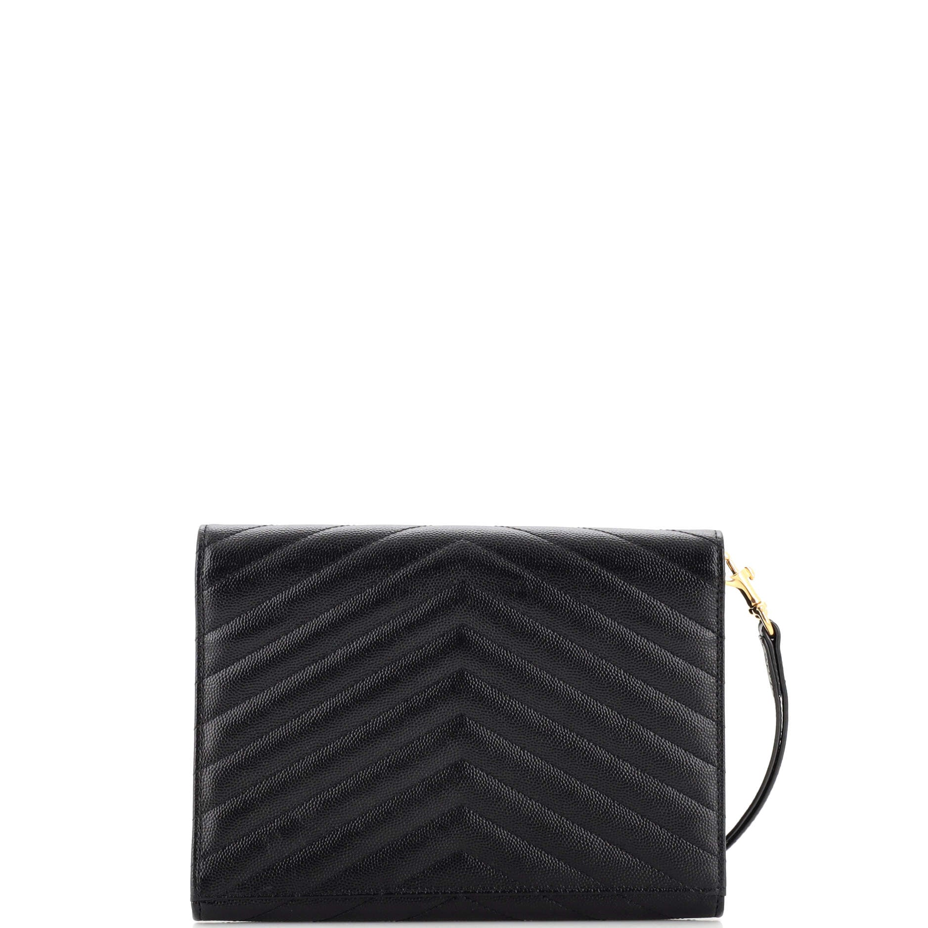 Classic Monogram Envelope Wristlet Clutch Matelasse Chevron Leather