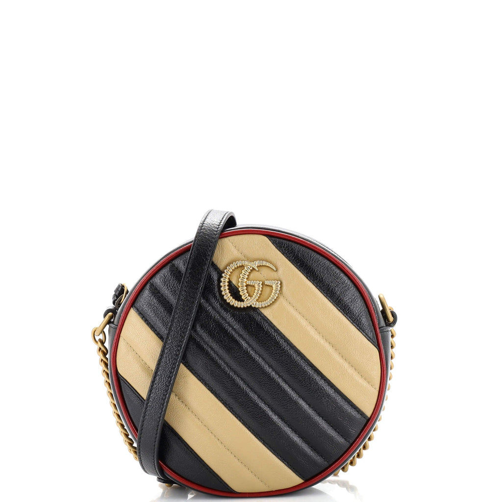 GG Marmont Round Shoulder Bag Diagonal Quilted Leather Mini