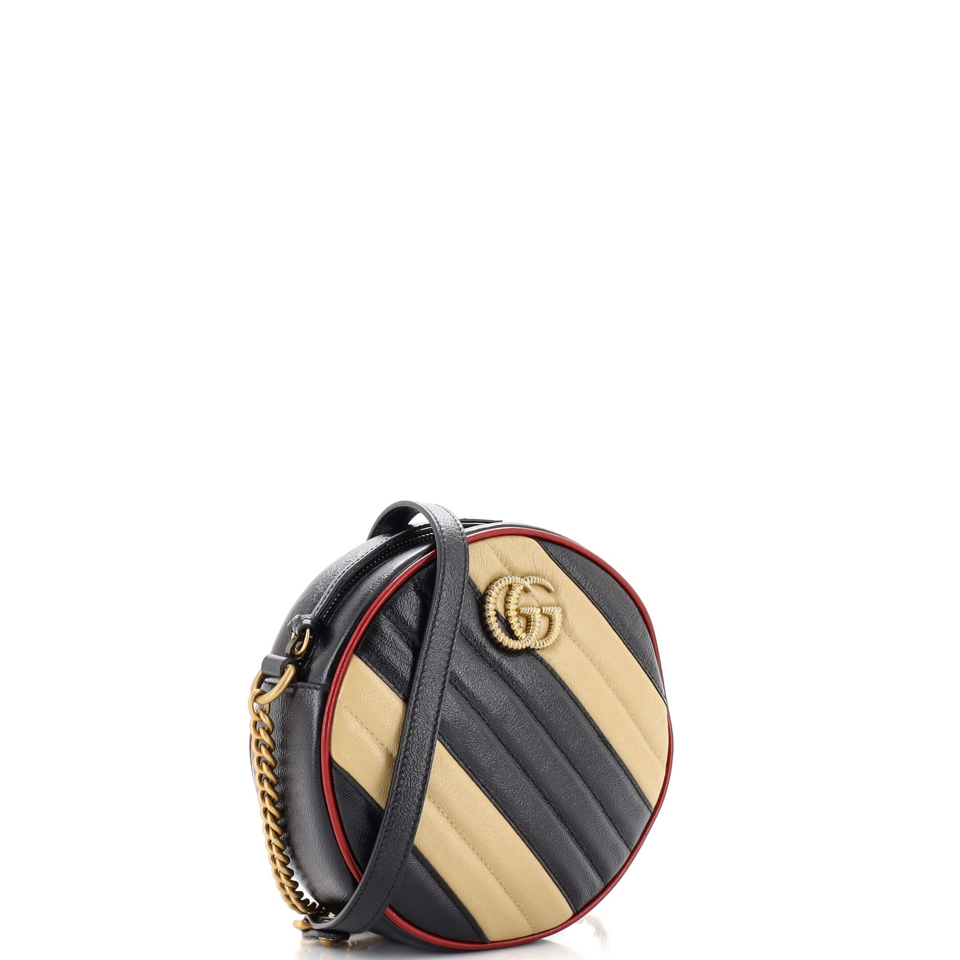 GG Marmont Round Shoulder Bag Diagonal Quilted Leather Mini