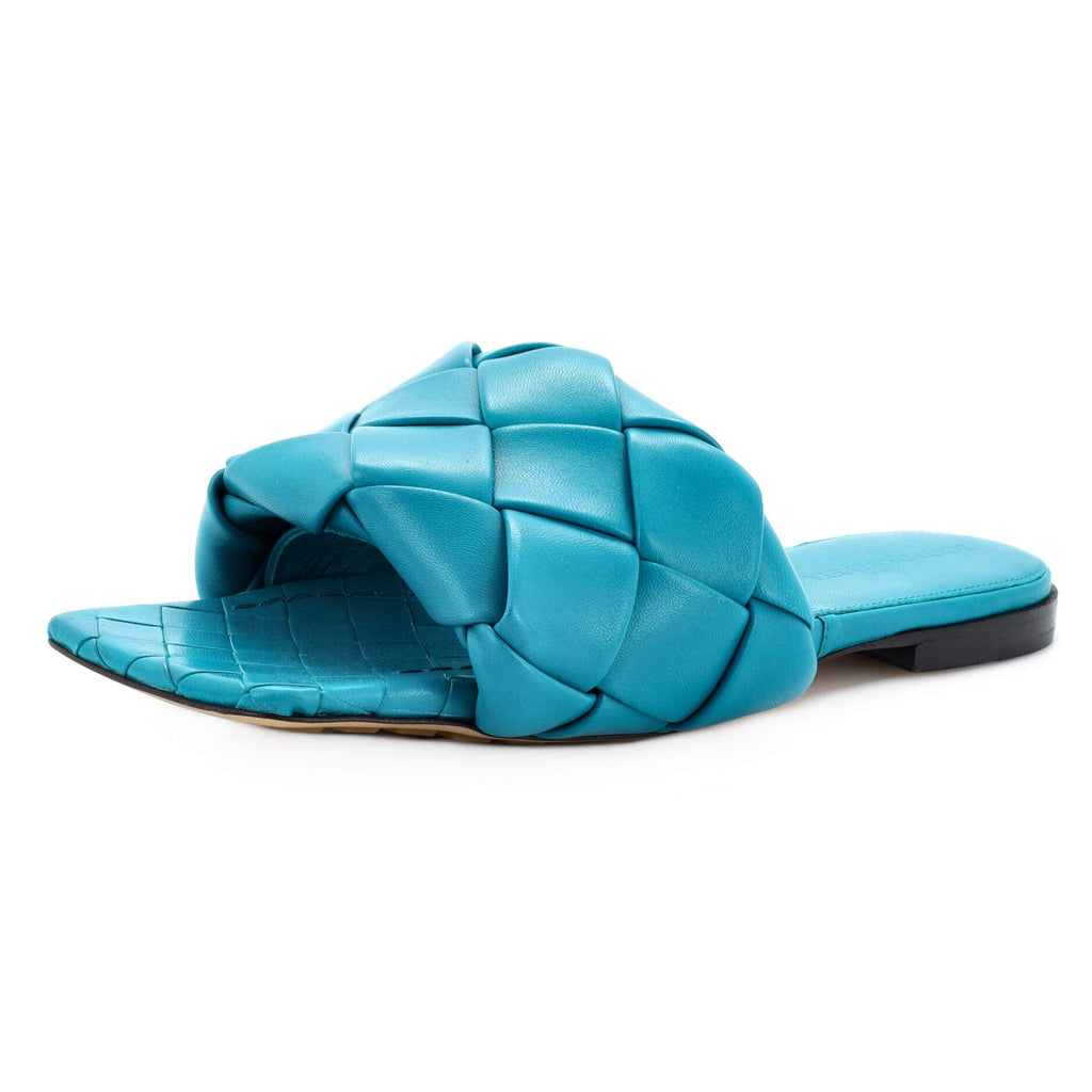 Women's Lido Flat Sandals Maxi Intrecciato Leather