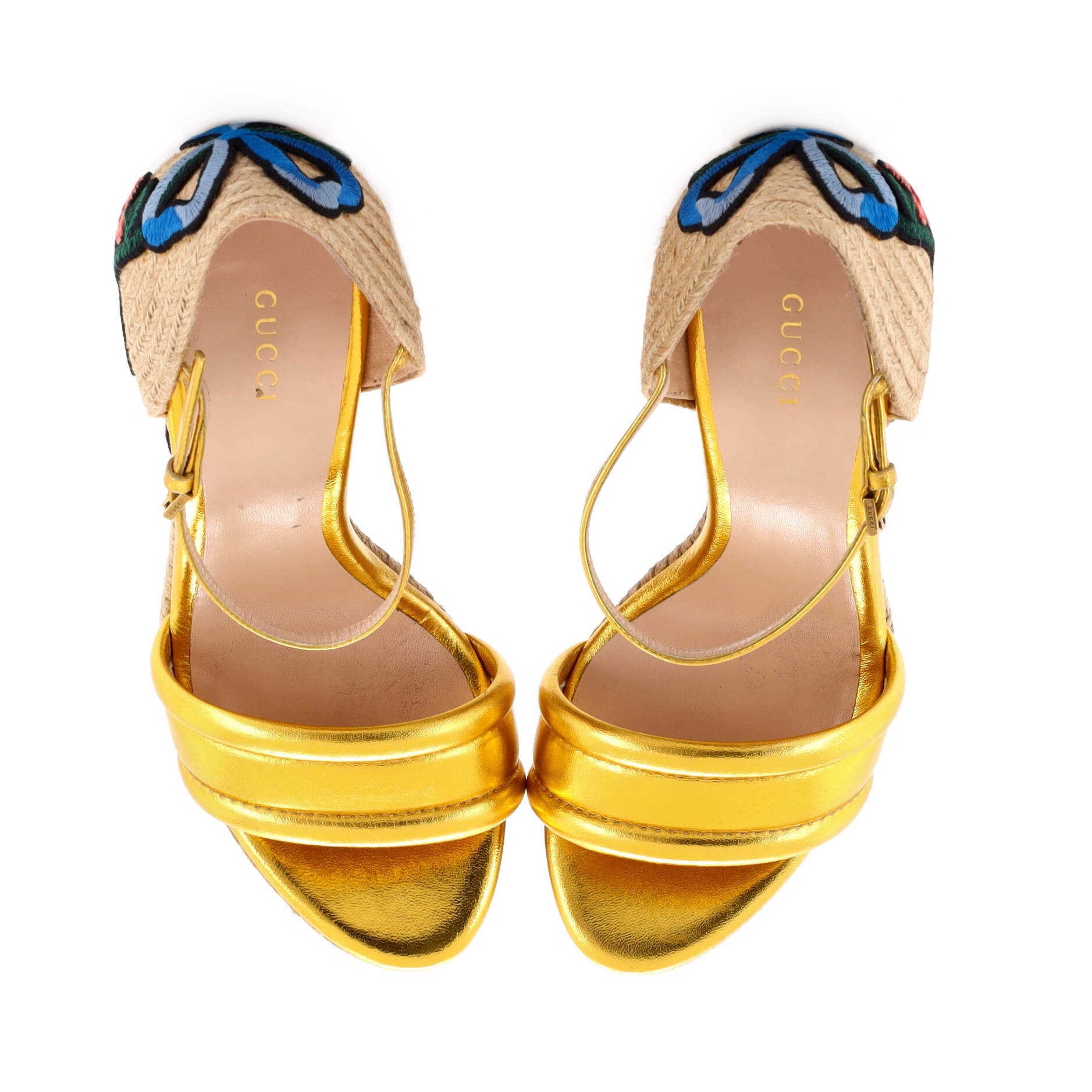 Women's Embroidered Wedge Espadrilles Leather with Applique