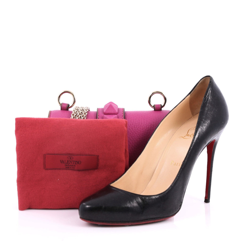Glam Lock Shoulder Bag Leather Mini