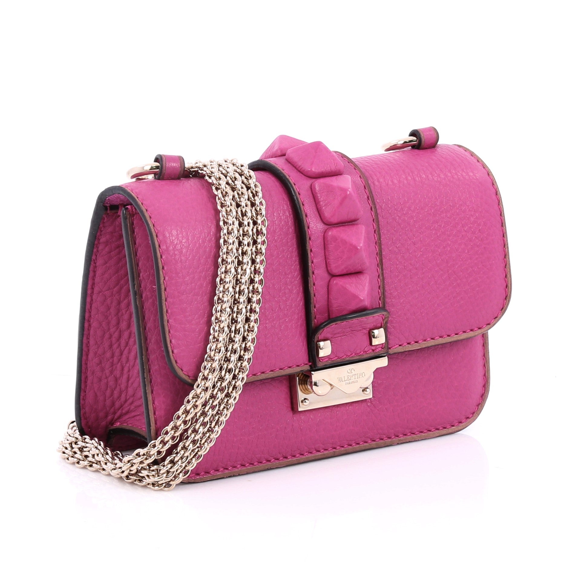 Glam Lock Shoulder Bag Leather Mini