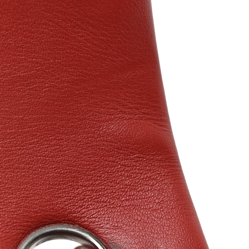 Patent Calfskin Quilted Mini Rectangular Flap Dark Red