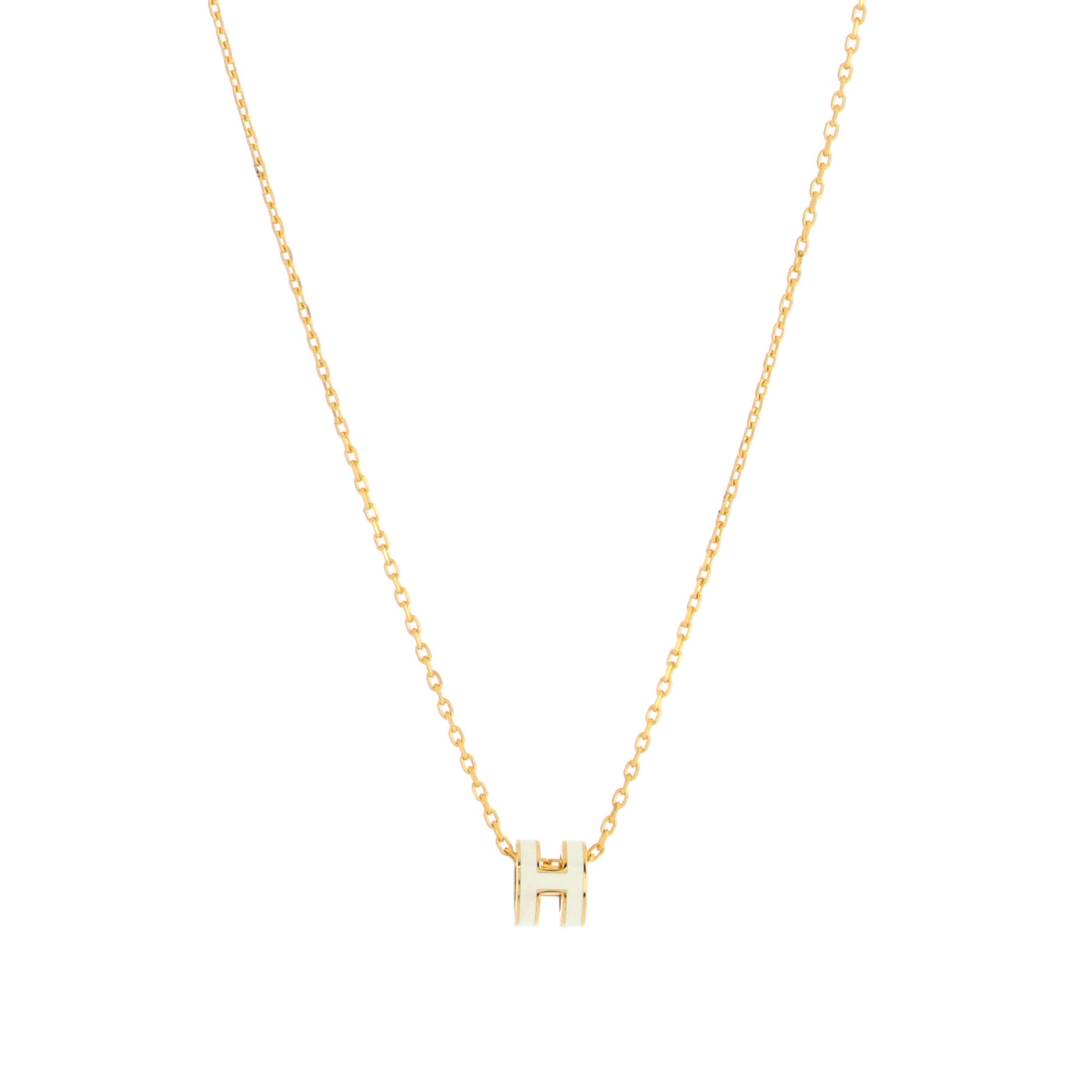 Pop H Pendant Chain Necklace Metal and Enamel Mini
