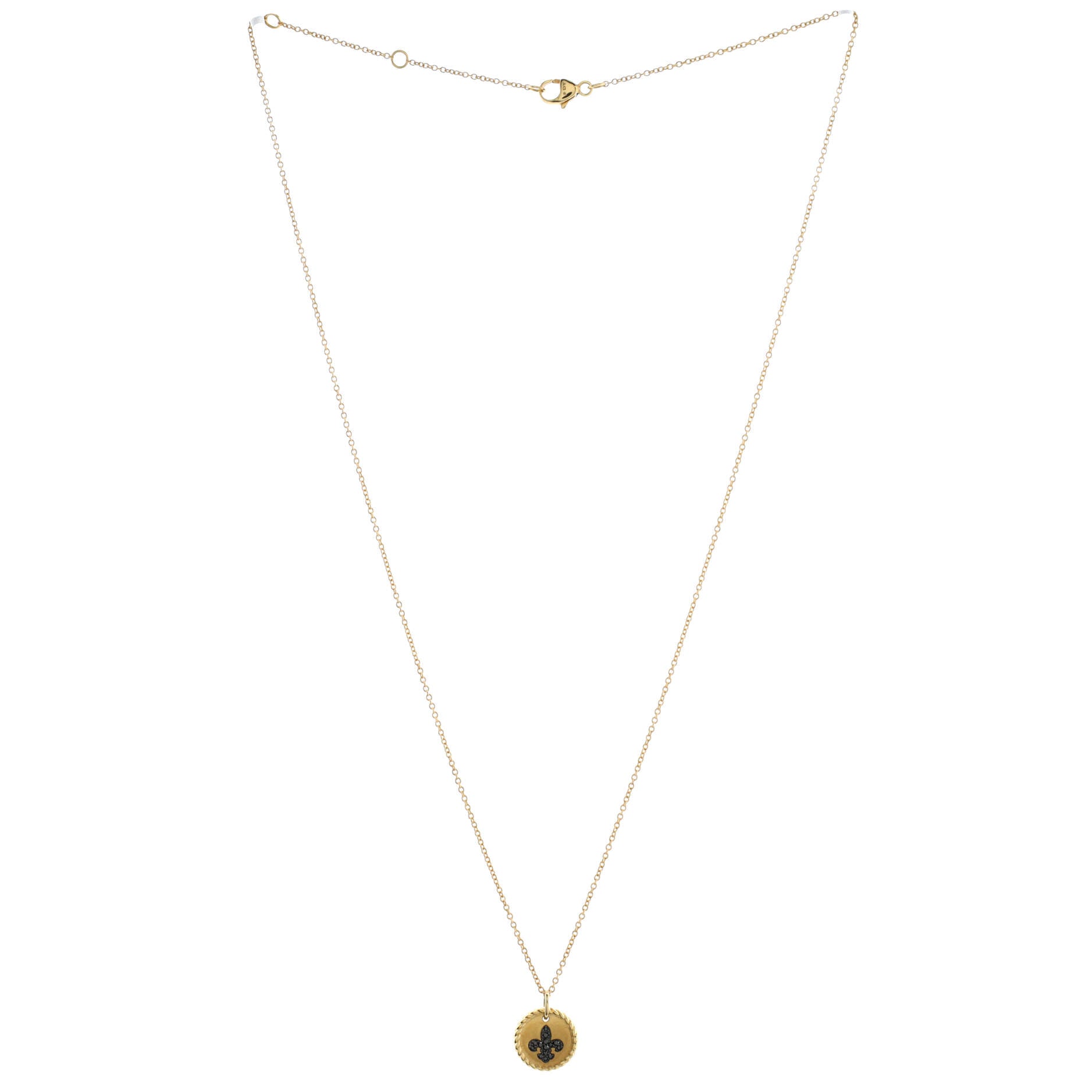 Cable Collectibles Fleur de Lis Pendant Necklace 18K Yellow Gold with Black Diamonds