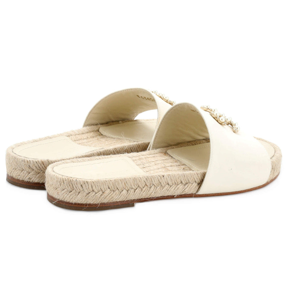 Women's CC Espadrille Slide Sandals Embellished Leather