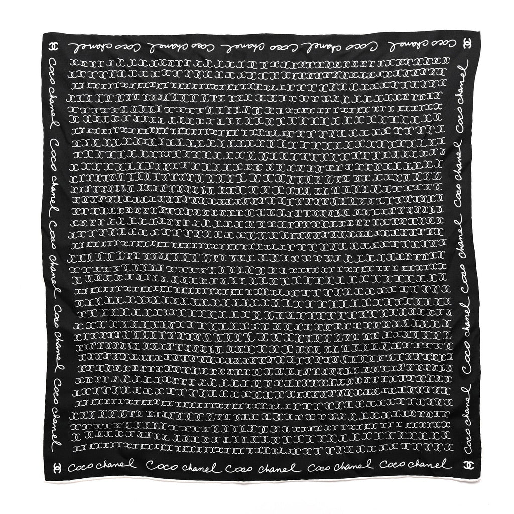 Silk CC Twilly Hair Tie Black White