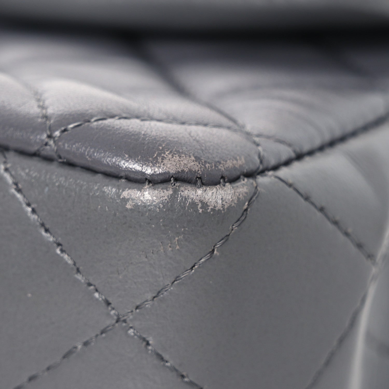 Lambskin Quilted Mini Rectangular Flap Dark Grey