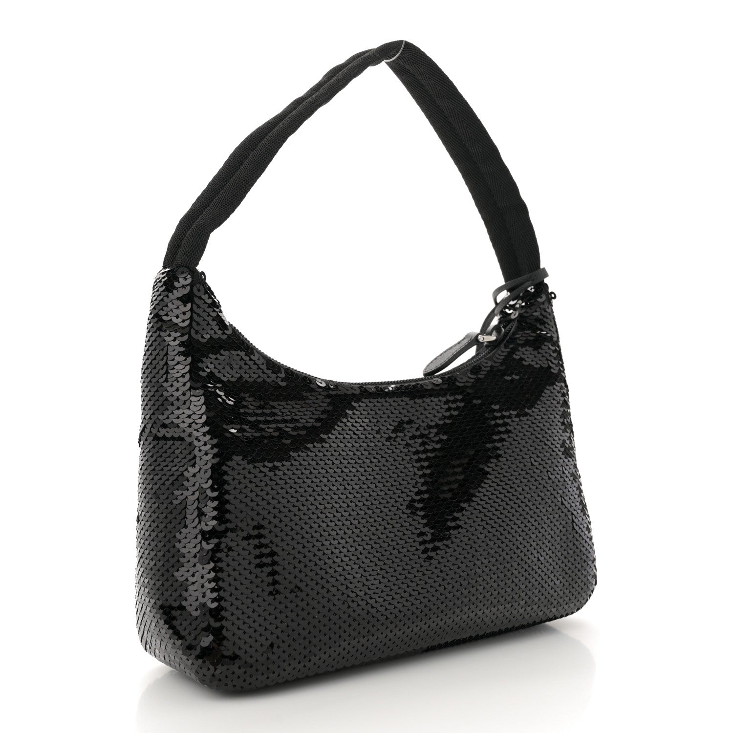 Paillettes Sequin Mini Re-Edition 2000 Bag Black White