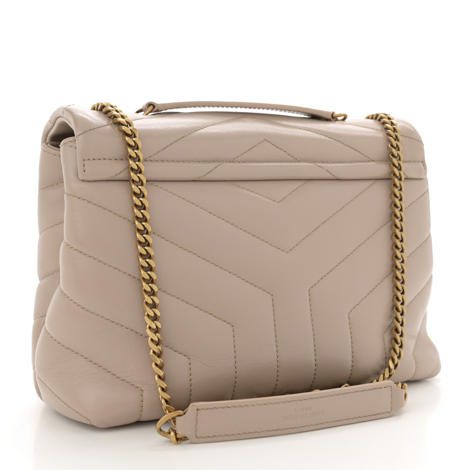 Calfskin Y Quilted Monogram Small Loulou Chain Satchel Taupe