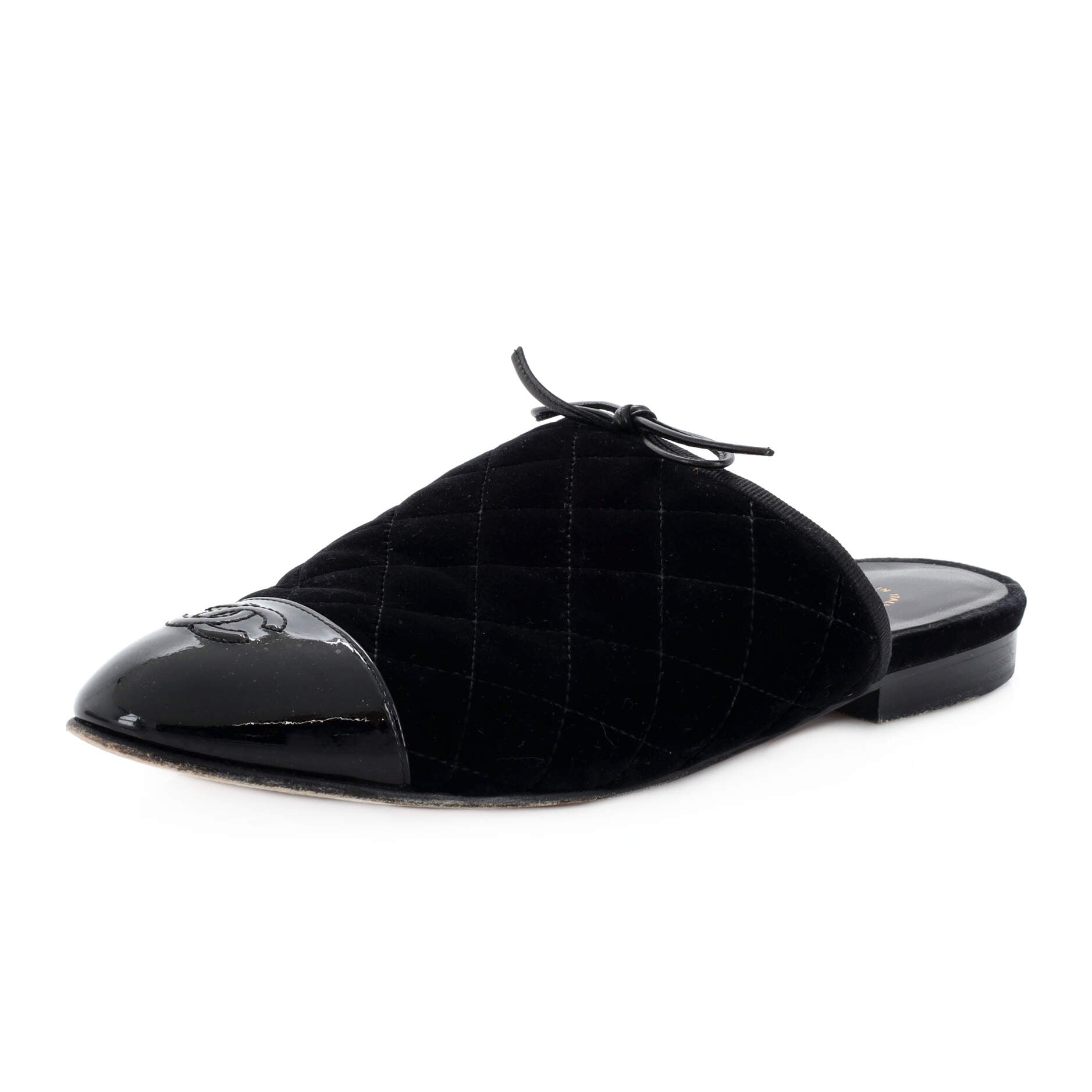 Women's CC Cap Toe Mules Quilted Velvet