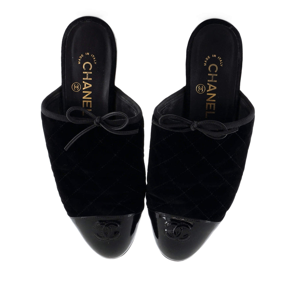 Women's CC Cap Toe Mules Quilted Velvet