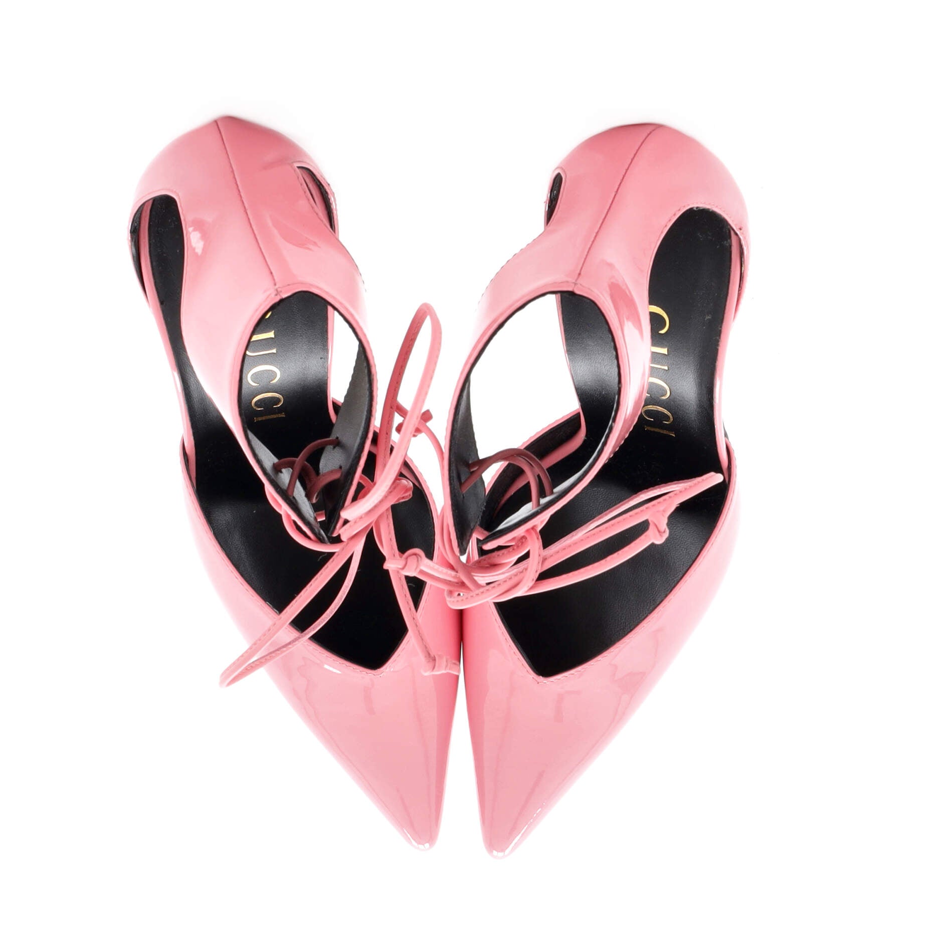 Women's Laced Up Ankle Cuff Pumps Patent