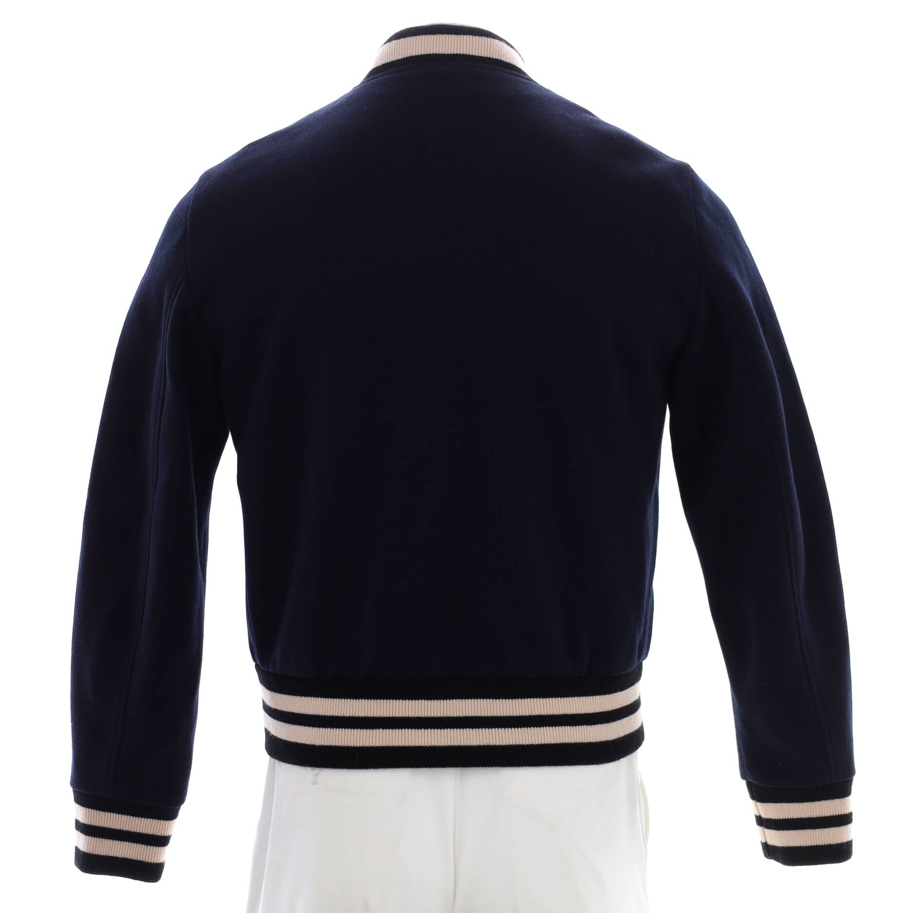 Men's Logo Patch Bomber Jacket Wool Blend