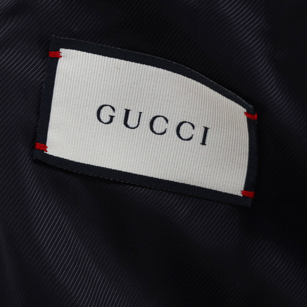 Men's Logo Patch Bomber Jacket Wool Blend