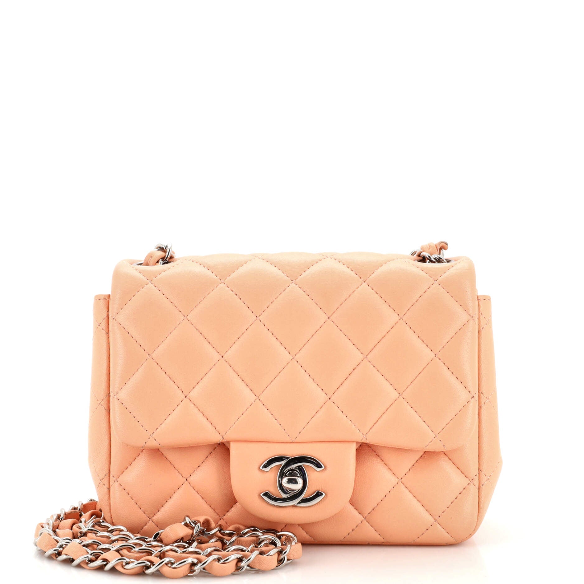 Square Classic Single Flap Bag Quilted Lambskin Mini