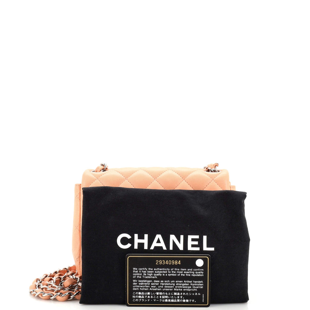 Square Classic Single Flap Bag Quilted Lambskin Mini