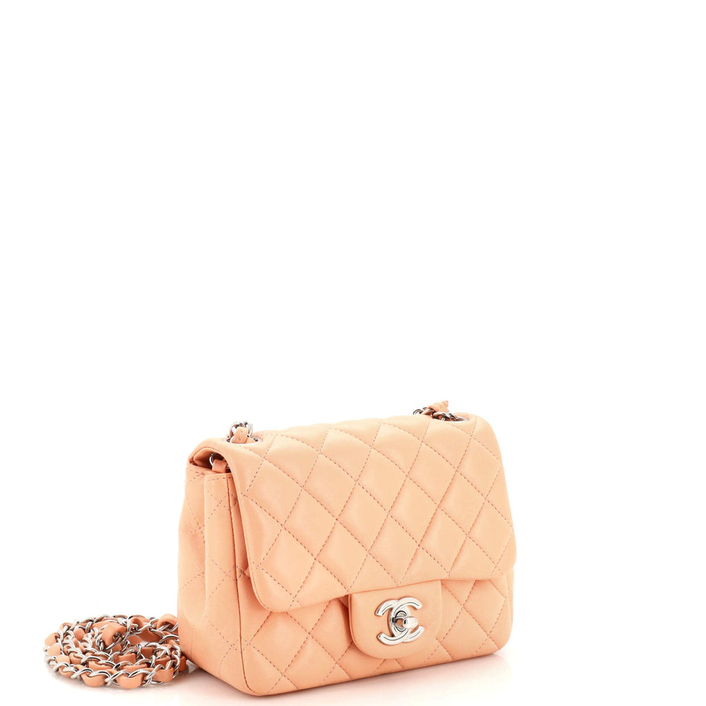 Square Classic Single Flap Bag Quilted Lambskin Mini