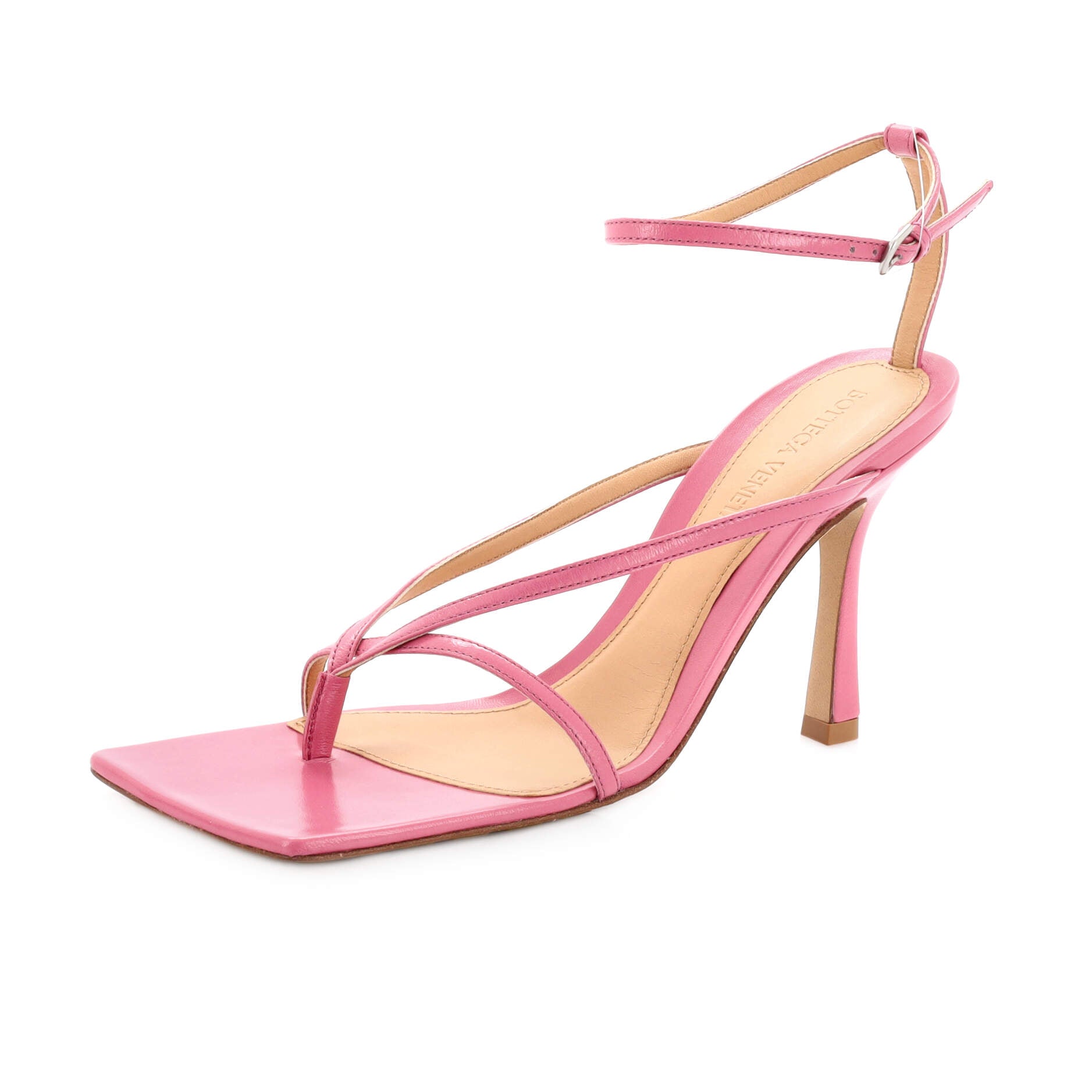Women's Stretch Strap Heeled Sandals Leather