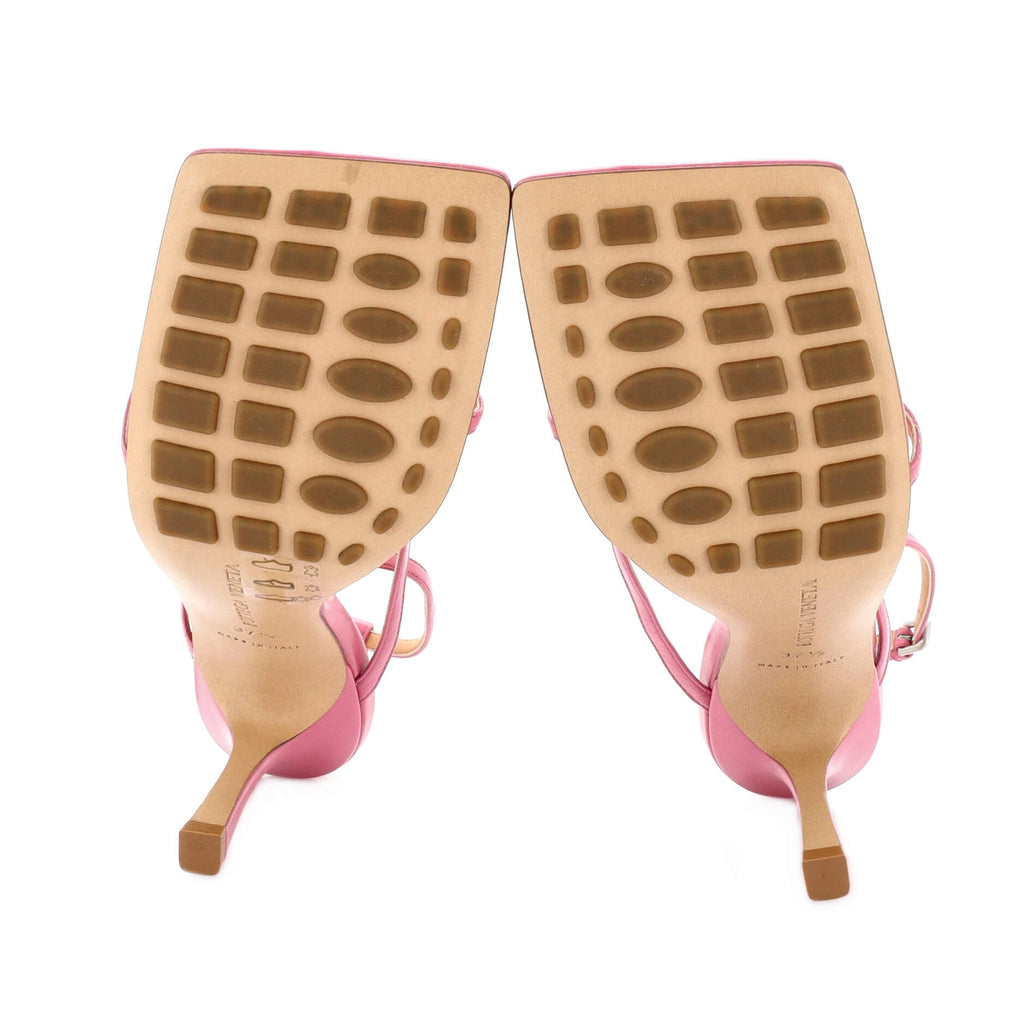 Women's Stretch Strap Heeled Sandals Leather