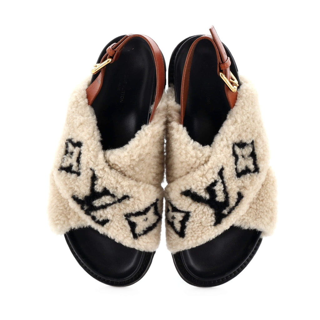 Women's Paseo Comfort Slide Slingback Sandals Shearling with Leather