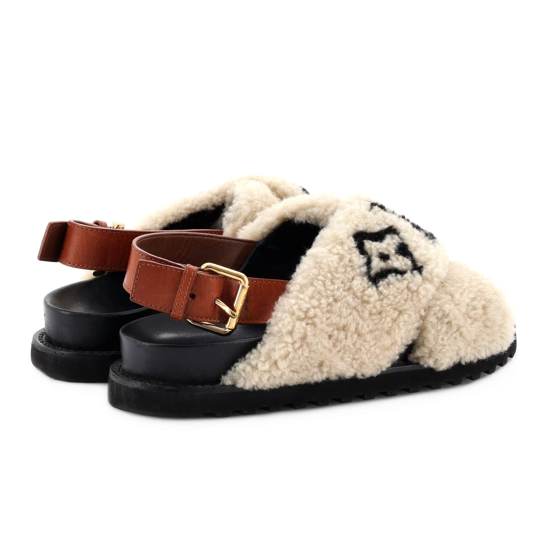 Women's Paseo Comfort Slide Slingback Sandals Shearling with Leather