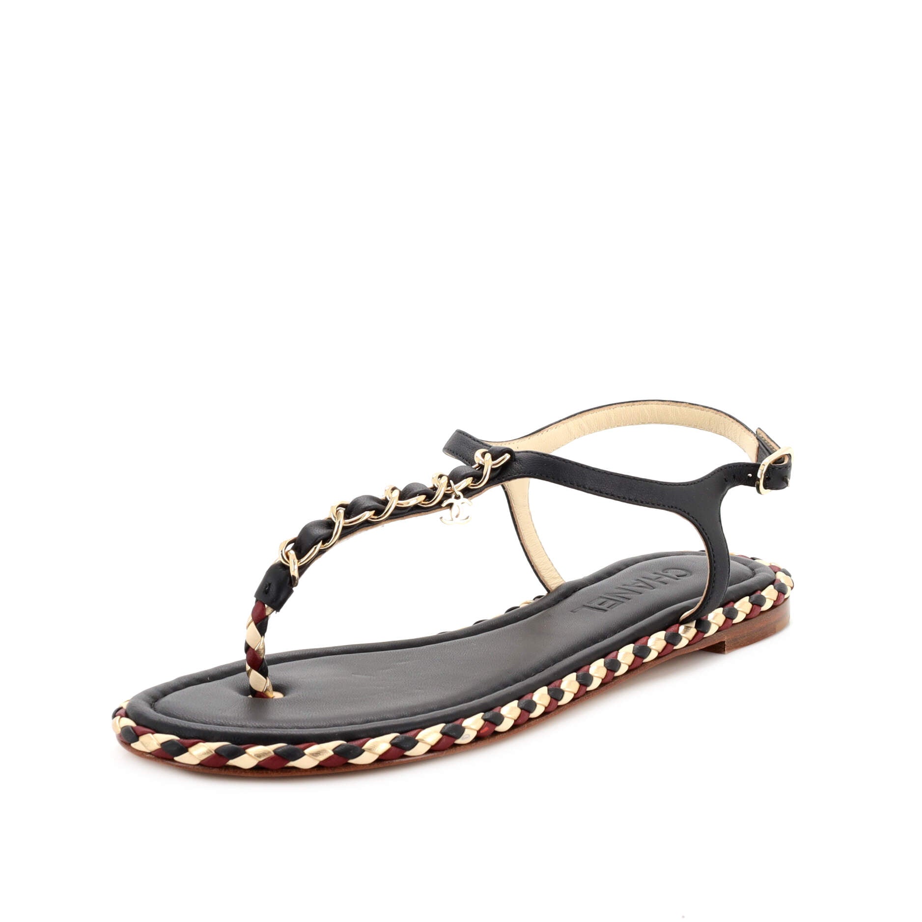 Women's CC Chain Thong Sandals Leather