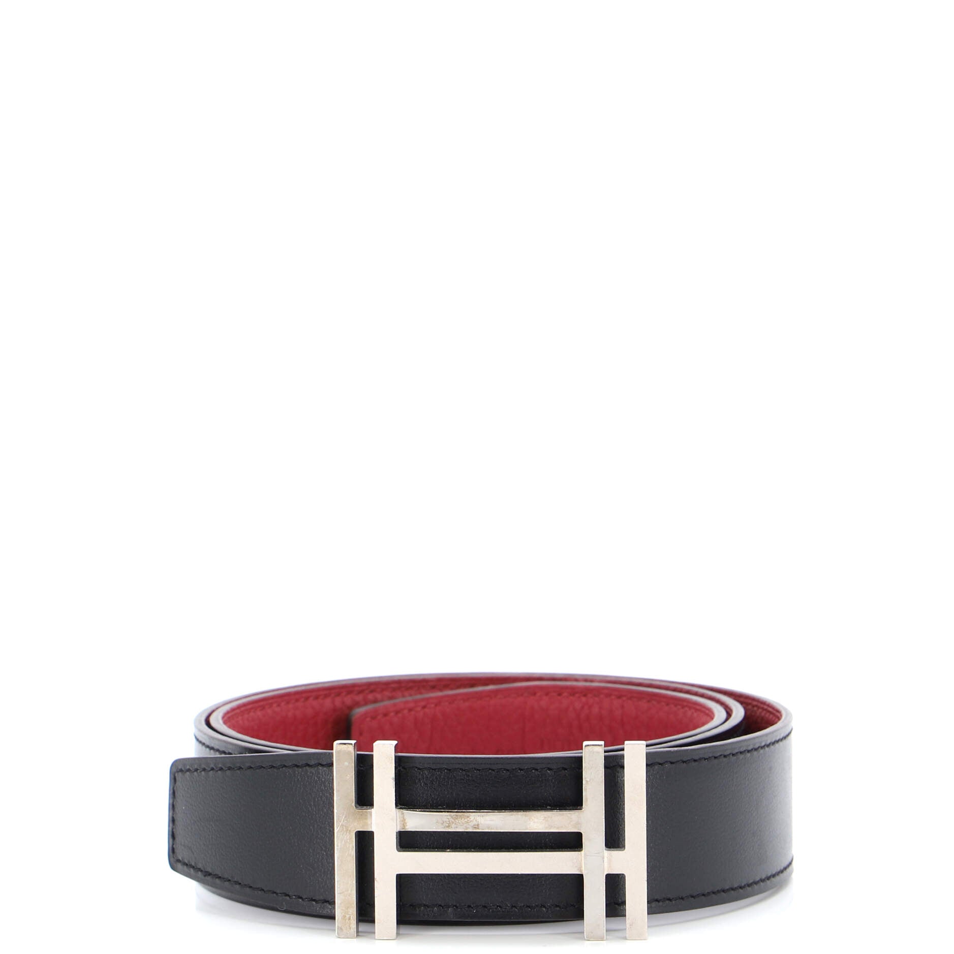 H Au Carre Reversible Belt Leather Medium 80