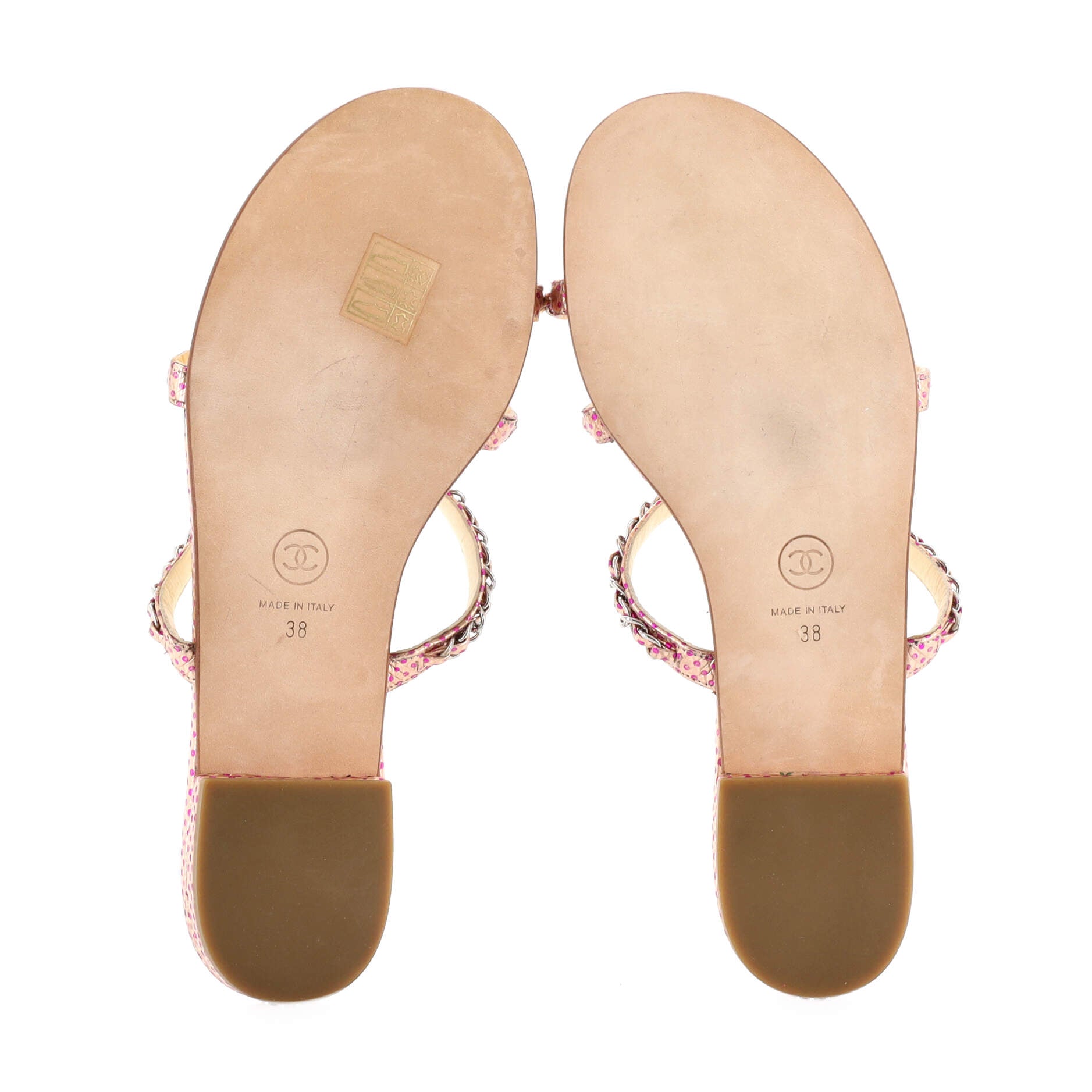 Women's Chain Strap Slide Sandals Printed Leather