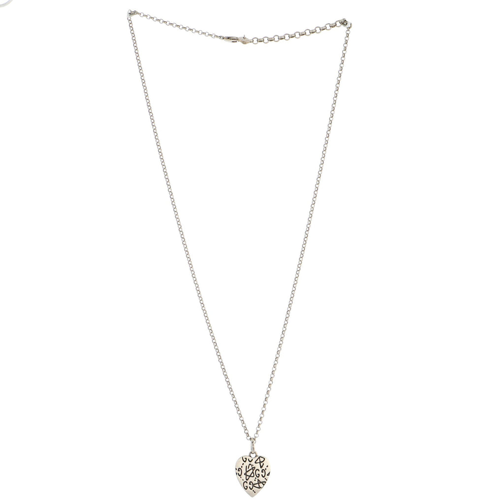 Engraved Heart Pendant Necklace Sterling Silver