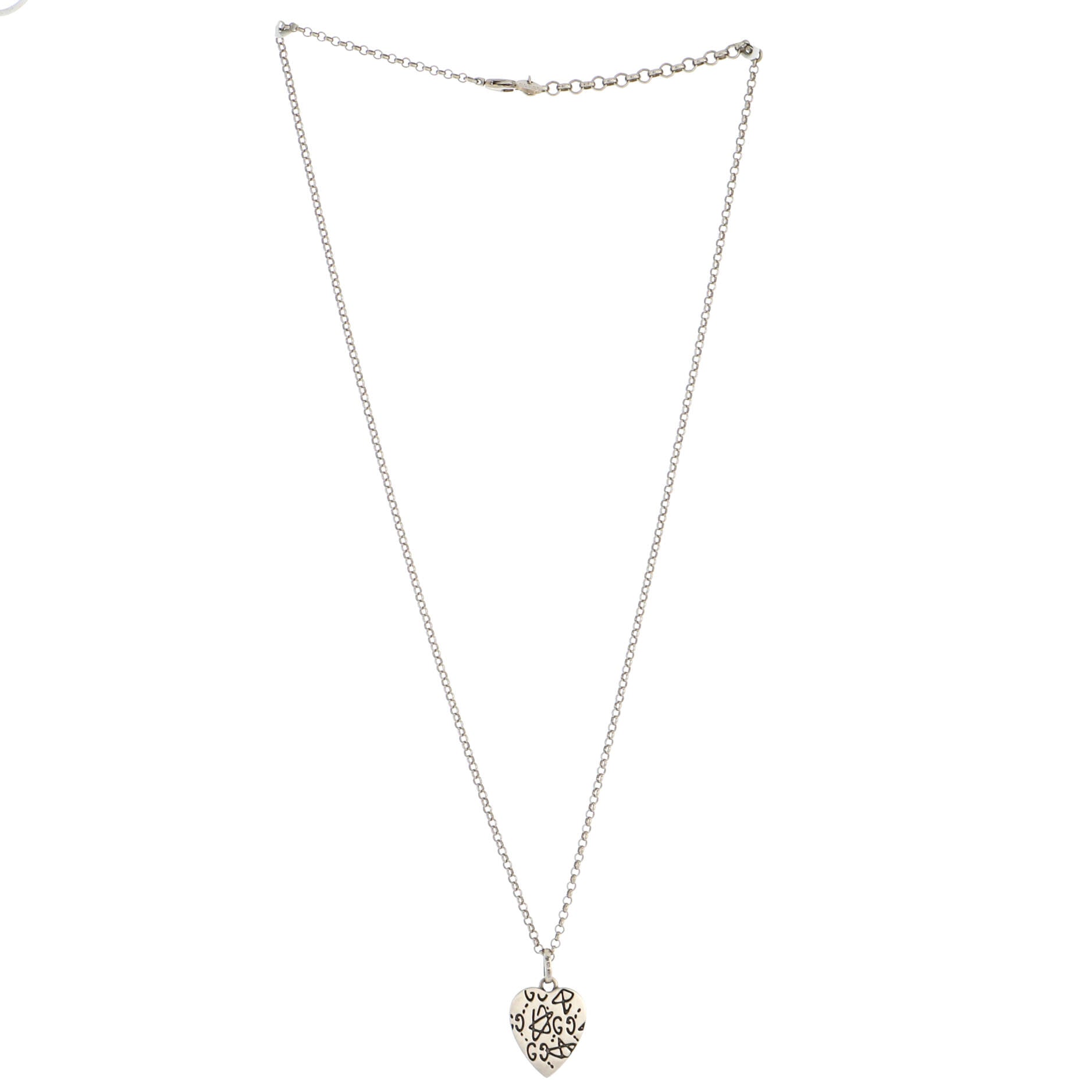 Engraved Heart Pendant Necklace Sterling Silver