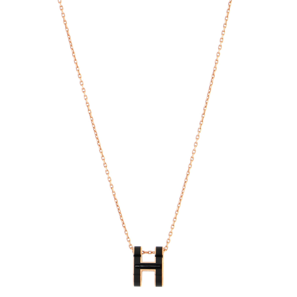 Pop H Pendant Chain Necklace Metal and Enamel Mini