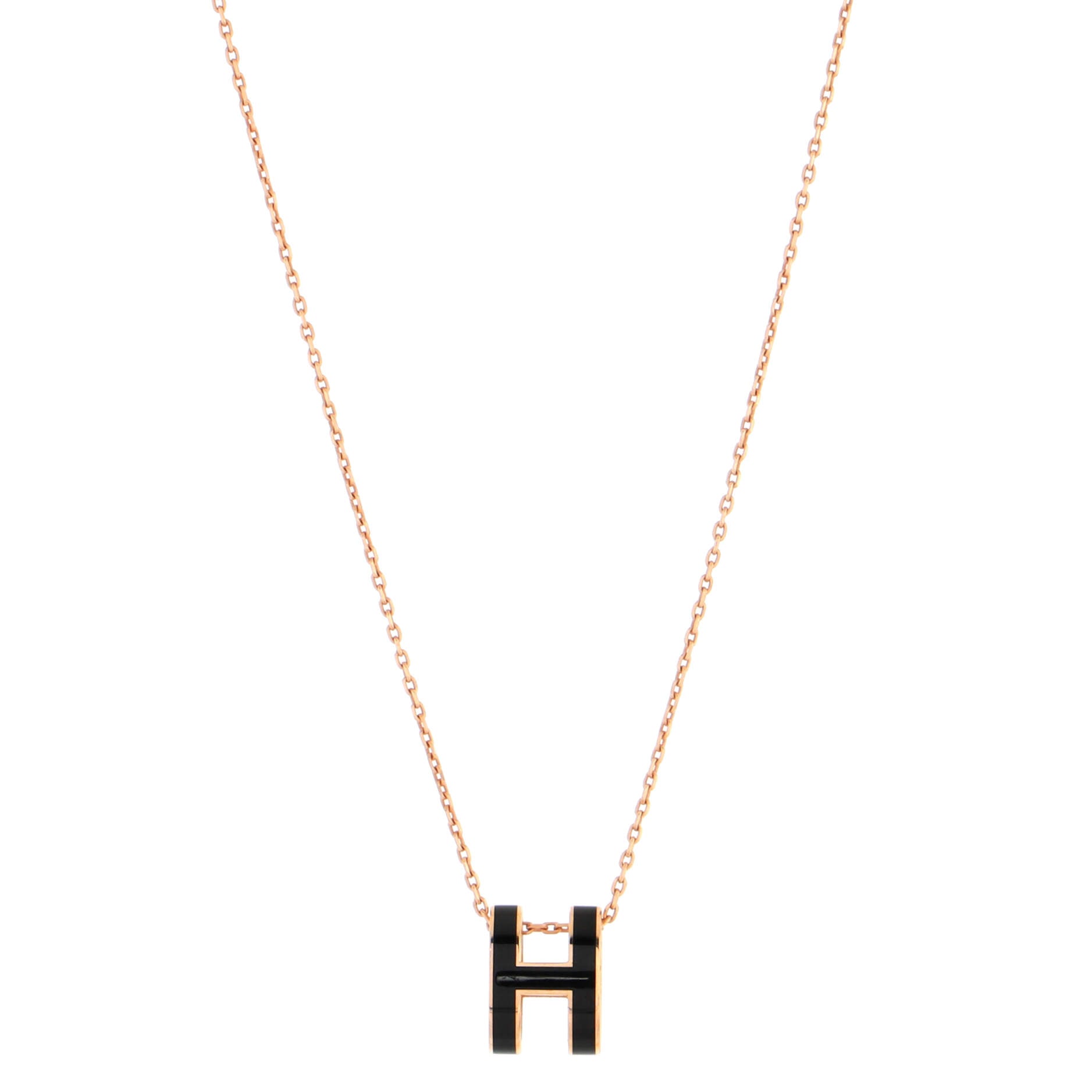 Pop H Pendant Chain Necklace Metal and Enamel Mini