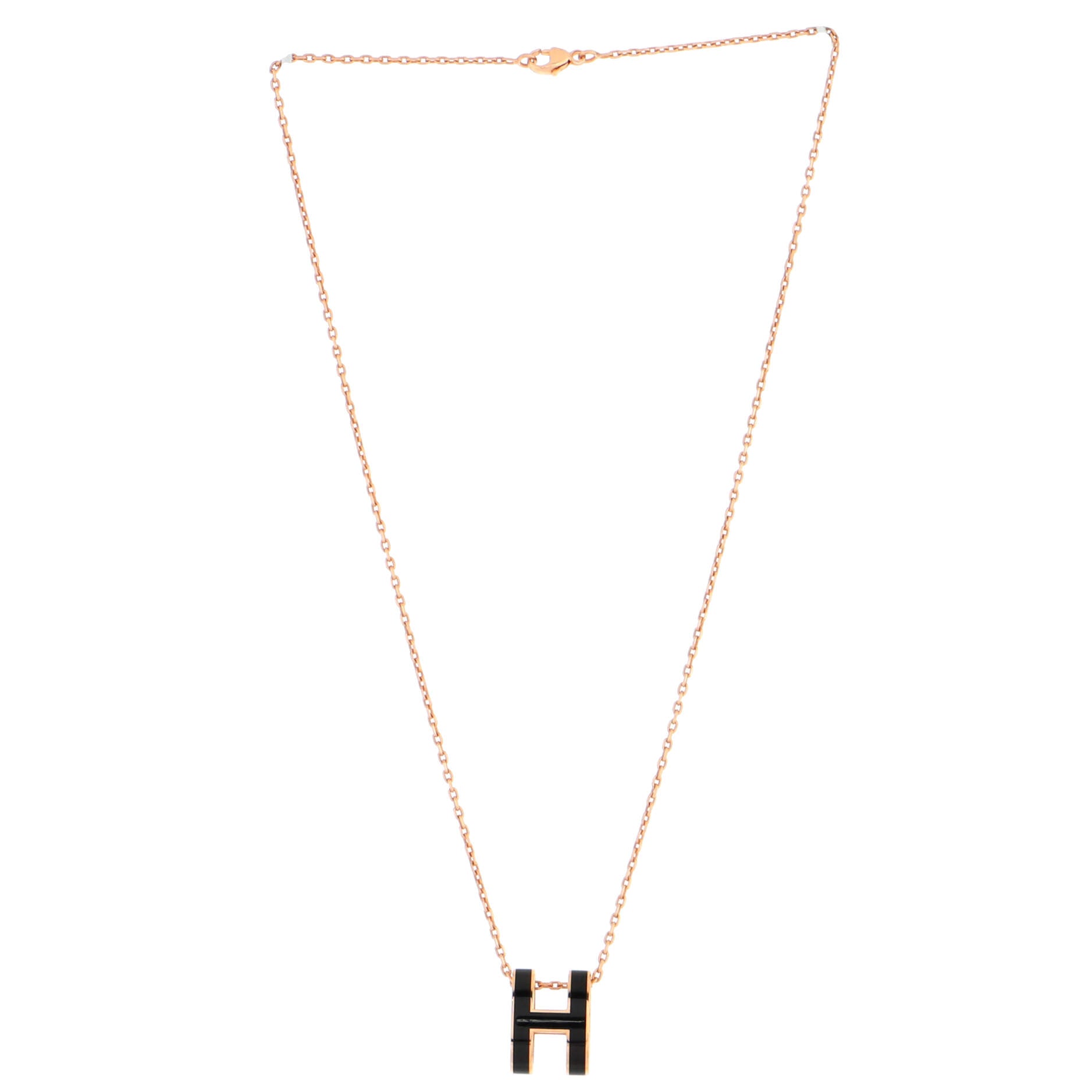 Pop H Pendant Chain Necklace Metal and Enamel Mini